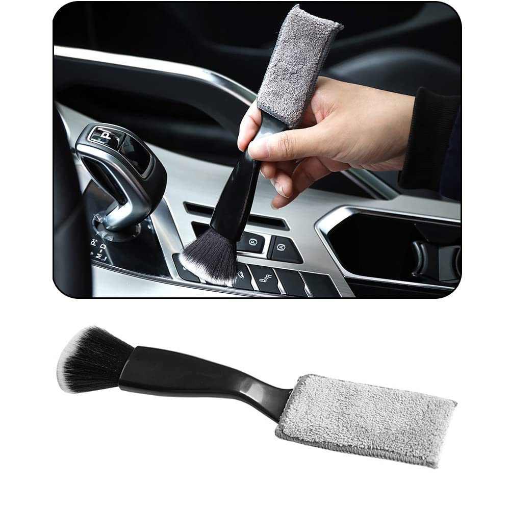 Smeyta Double Head Brush for Car Clean 1Pack,Car Brushes for Detailing Interior,Car Detailing Brushes Exterior,Soft Car Detailin