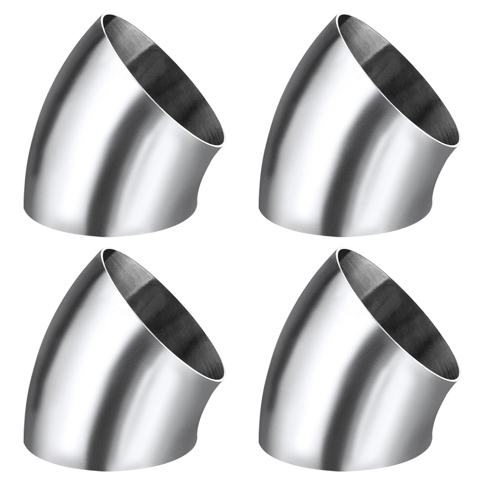 Tongze 3 Inch 45 Degree SS304 Stainless Steel Bend Tube Exhaust Elbow Pipe for Car Customized Modified Exhaust System-4pcs