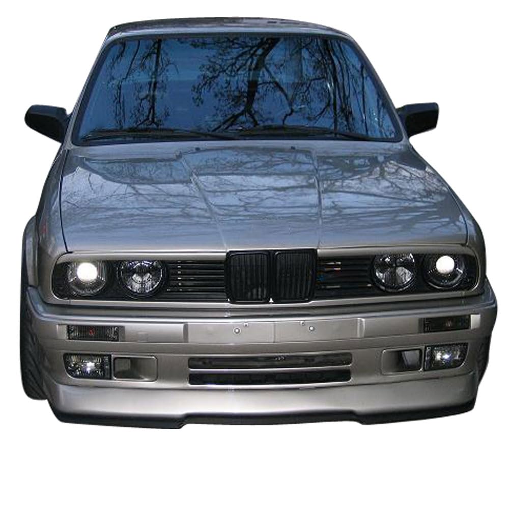 IKON MOTORSPORTS Front Bumper Lip for 1984-1992 BMW E30, Unpainted Black PU, Chin Spoiler Add-On