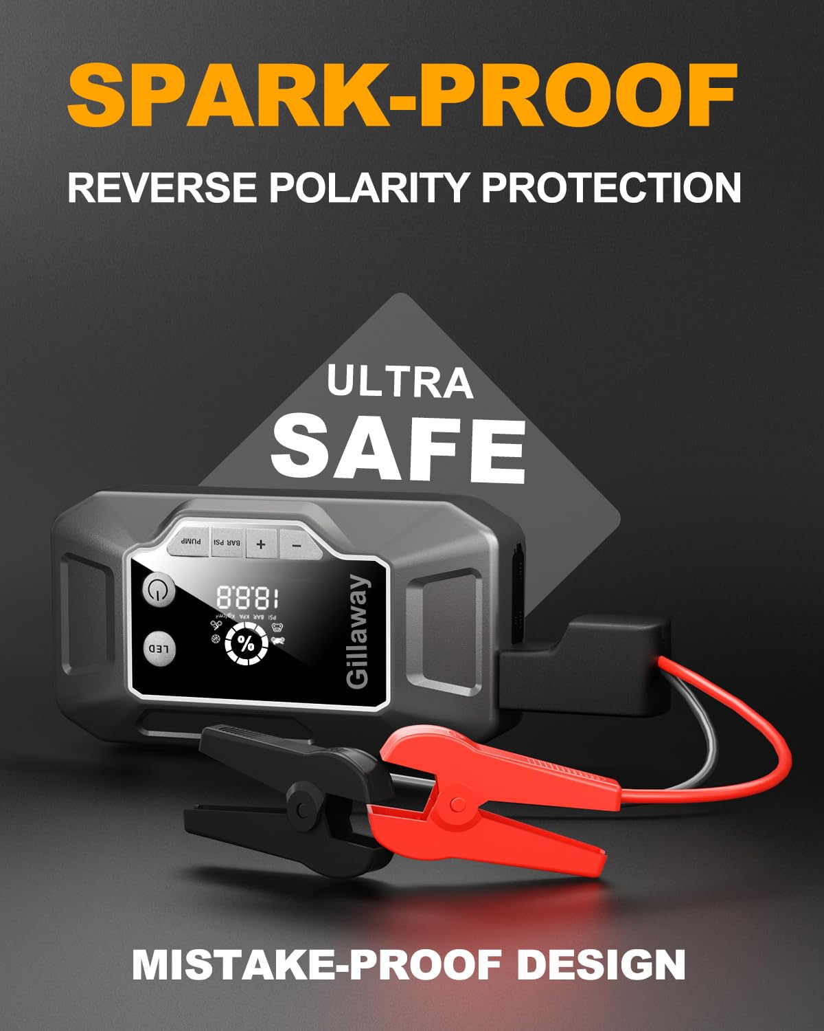 Q11 4000A Car Jump Starter With Air Compressor Combo 150Psi, Portable Car Battery Jump Starter Battery Pack (10L Gas/8.0L Diesel