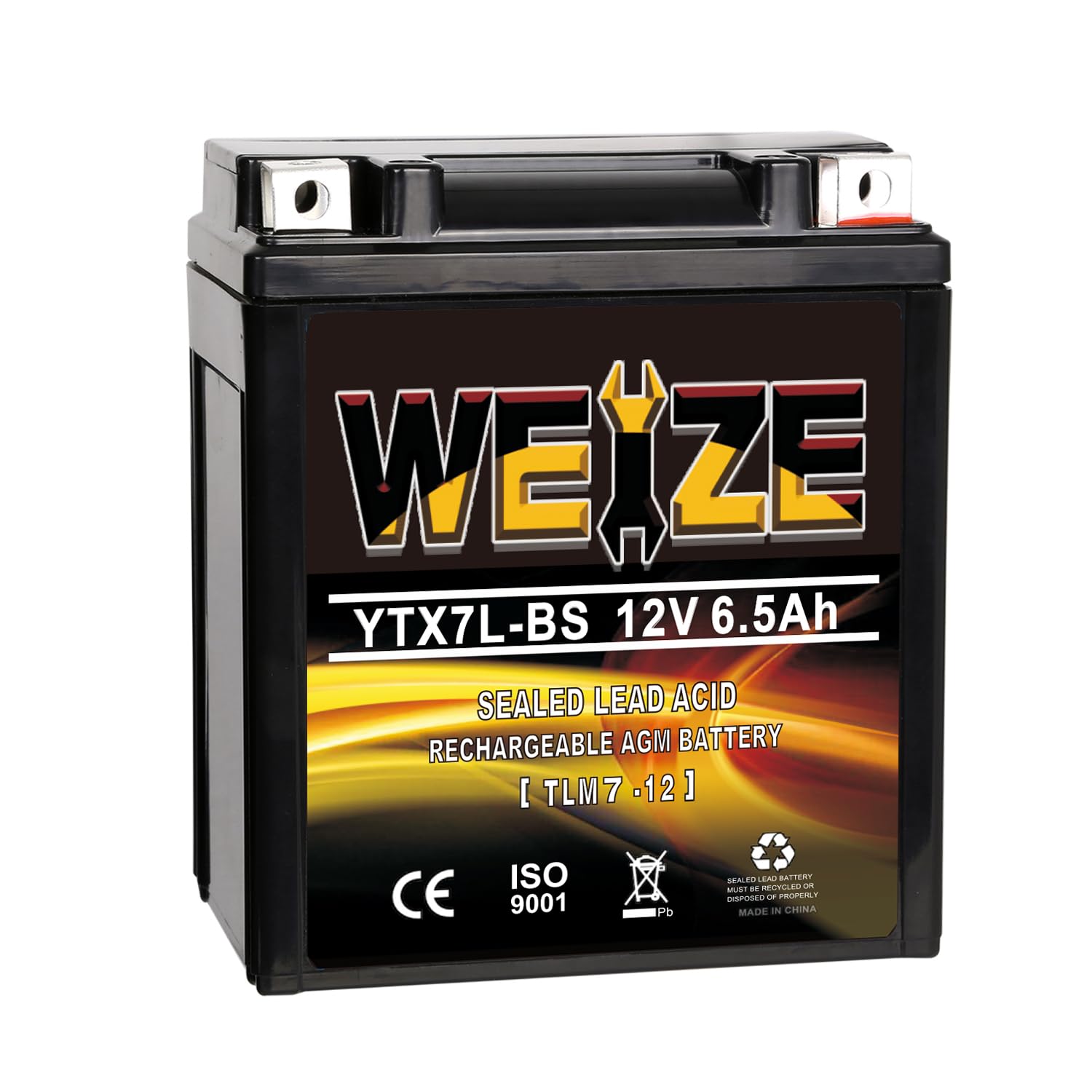 Weize Ytx7L Bs 100Cca Atv Battery High Performance - Maintenance Free - Sealed Agm Ytx7L-Bs Motorcycle Battery Compatible With H