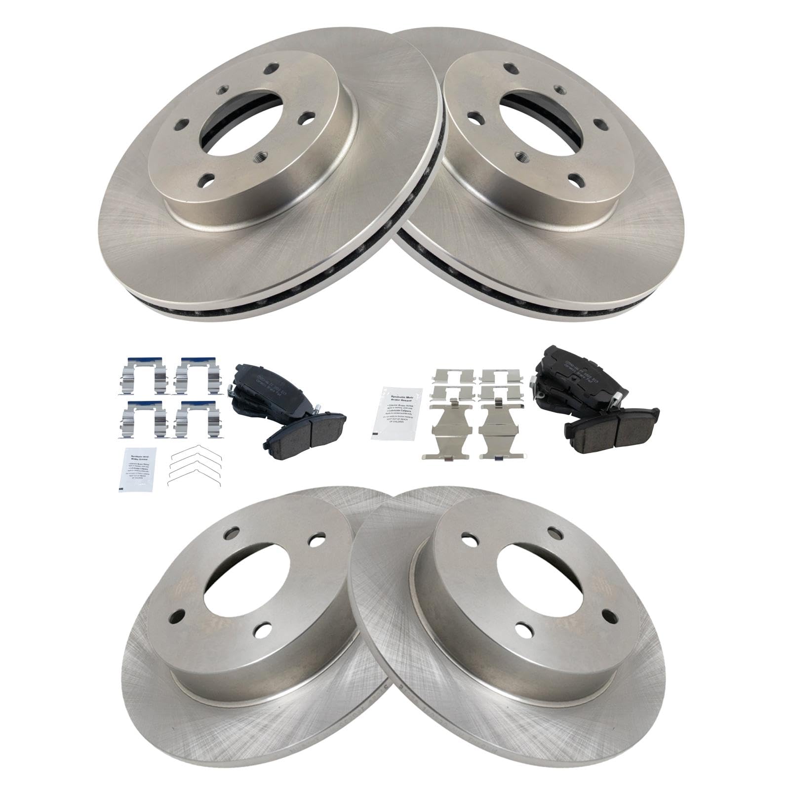 Trq Front And Rear Brake Pad & Rotor Kit Brake Pads Brake Rotor Ceramic Compatible With 1999-2001 Infiniti G20 1993-2001 Nissan