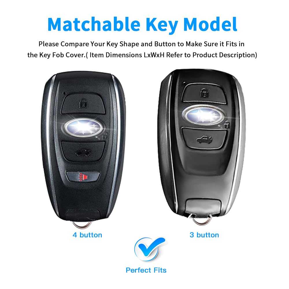 Qbuc For Subaru Key Fob Cover With Leather Keychain,Fit For Forester Crosstrek Outback Ascent Impreza Legacy Subaru 4-Buttons(Pi