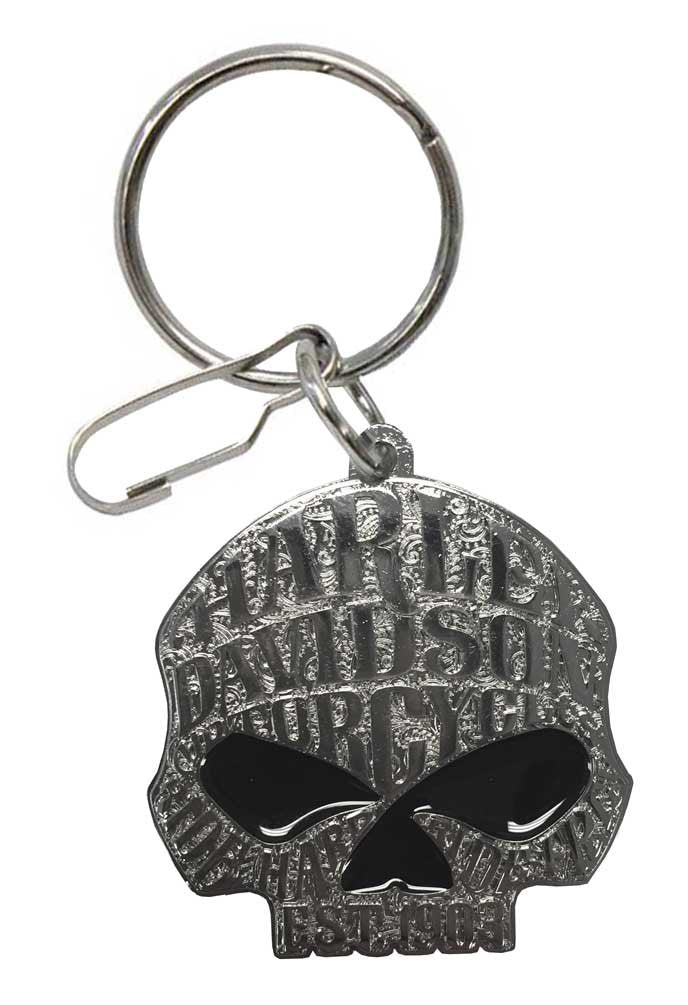 Harley-Davidson Willie G Sugar Skull Logo Enamel Key Chain, Silver 4382