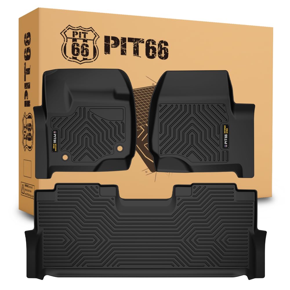 Pit66 Floor Mats Compatible With 2017-2024 Ford F250 F350 F450 F550 Super Duty Crew Cab (4 Full Size Doors), Tpe 3-Piece Premium