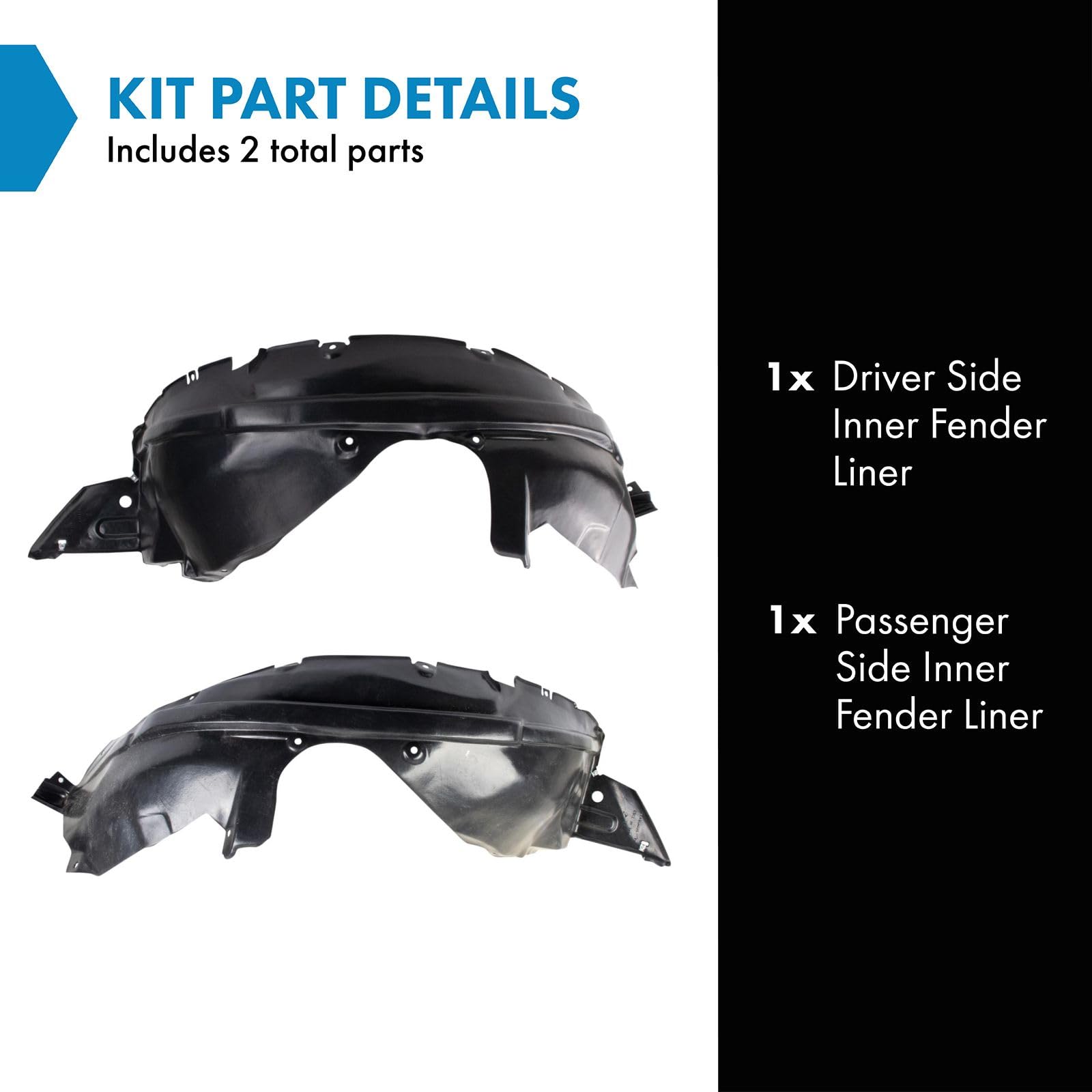 Trq Inner Fender Liner Set Compatible With 2007-2009 Suzuki Sx4 Sz1248118 Sz1249118