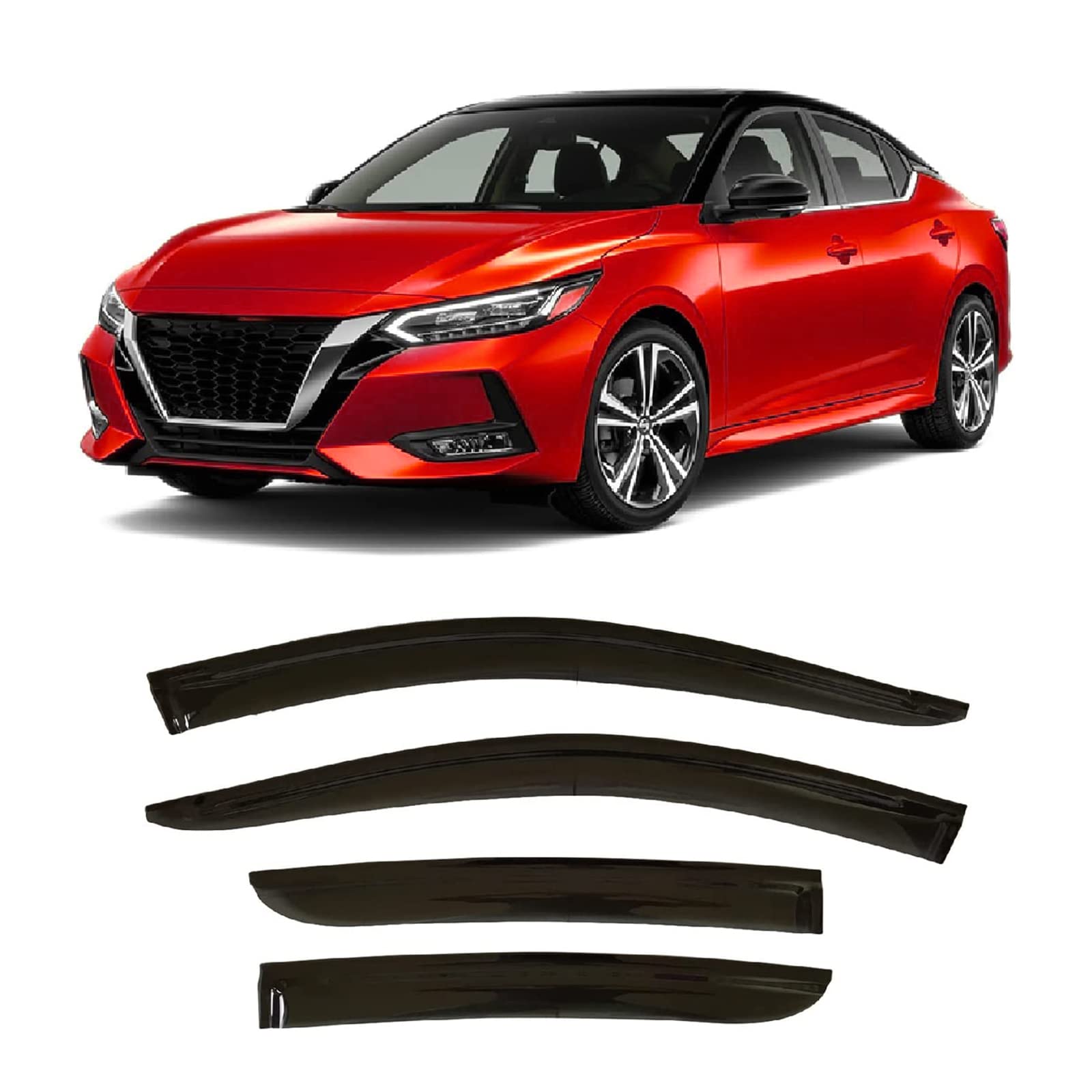 Zzdsnj Tape-On Rain Guard 4-Piece For 2020 2021 2022 2023 Nissan Santra Windows Visor Shield Shade Smoke