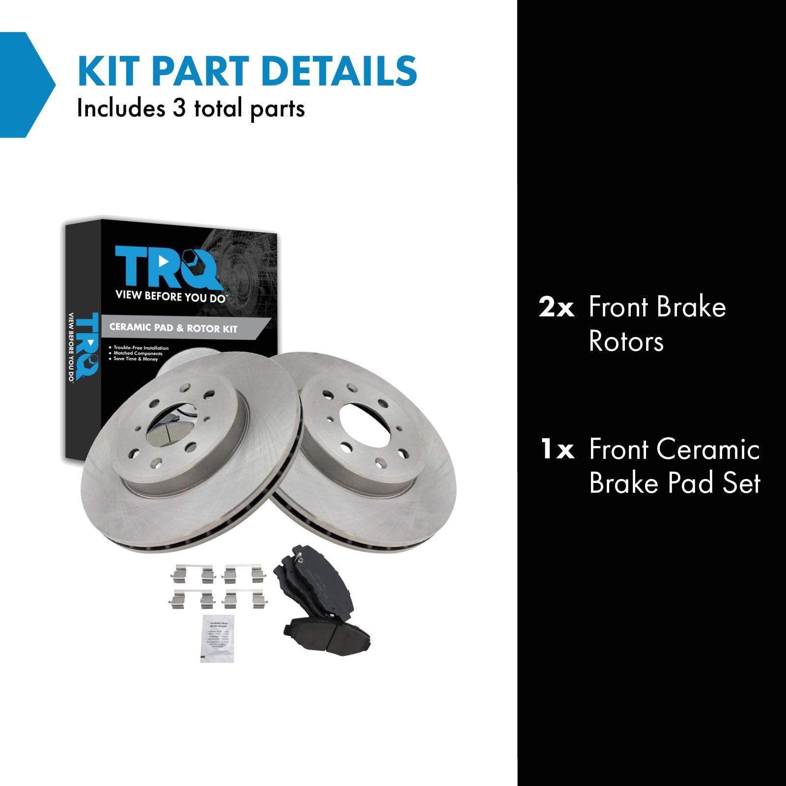 Trq Front Brake Pad & Rotor Kit Brake Pads Brake Rotor Ceramic Compatible With 2014 Honda Fit