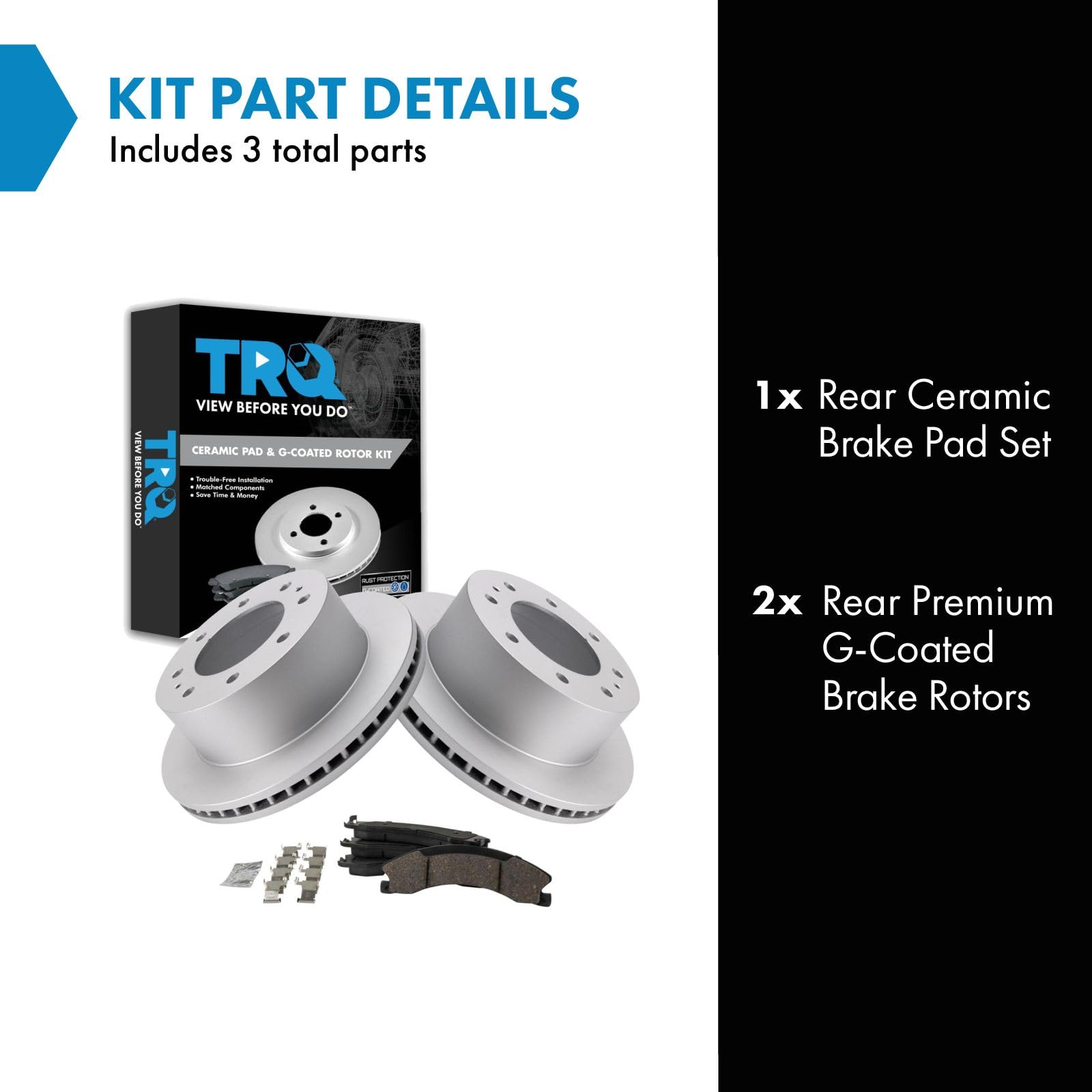 Trq Rear Brake Pad & Rotor Kit Compatible With 2011-2019 Chevrolet 2011-2019 Gmc