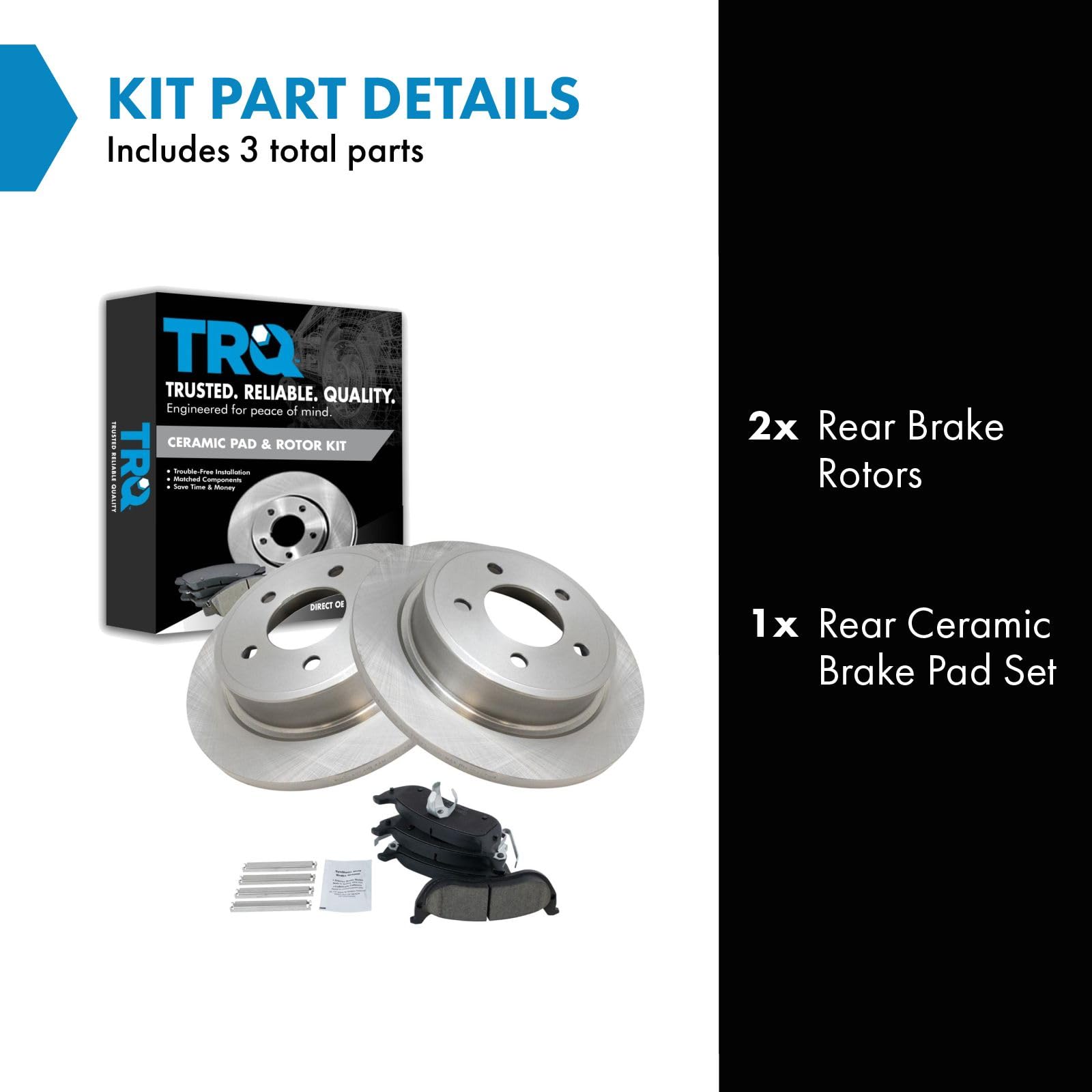 Trq Rear Brake Pad & Rotor Kit Brake Pads Brake Rotor Ceramic Compatible With 2004-2008 Chrysler Pacifica