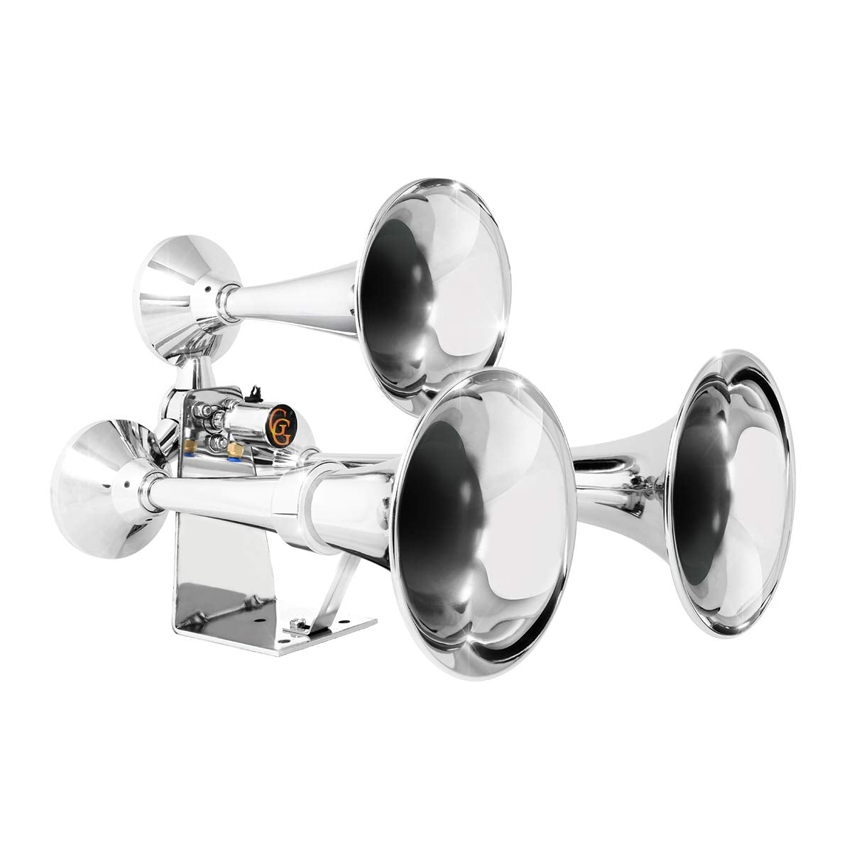 Gg Grand General 69991 Chrome Heavy Duty 12/24V Train Horn With Triple Brass Trumpet For Superior Sound