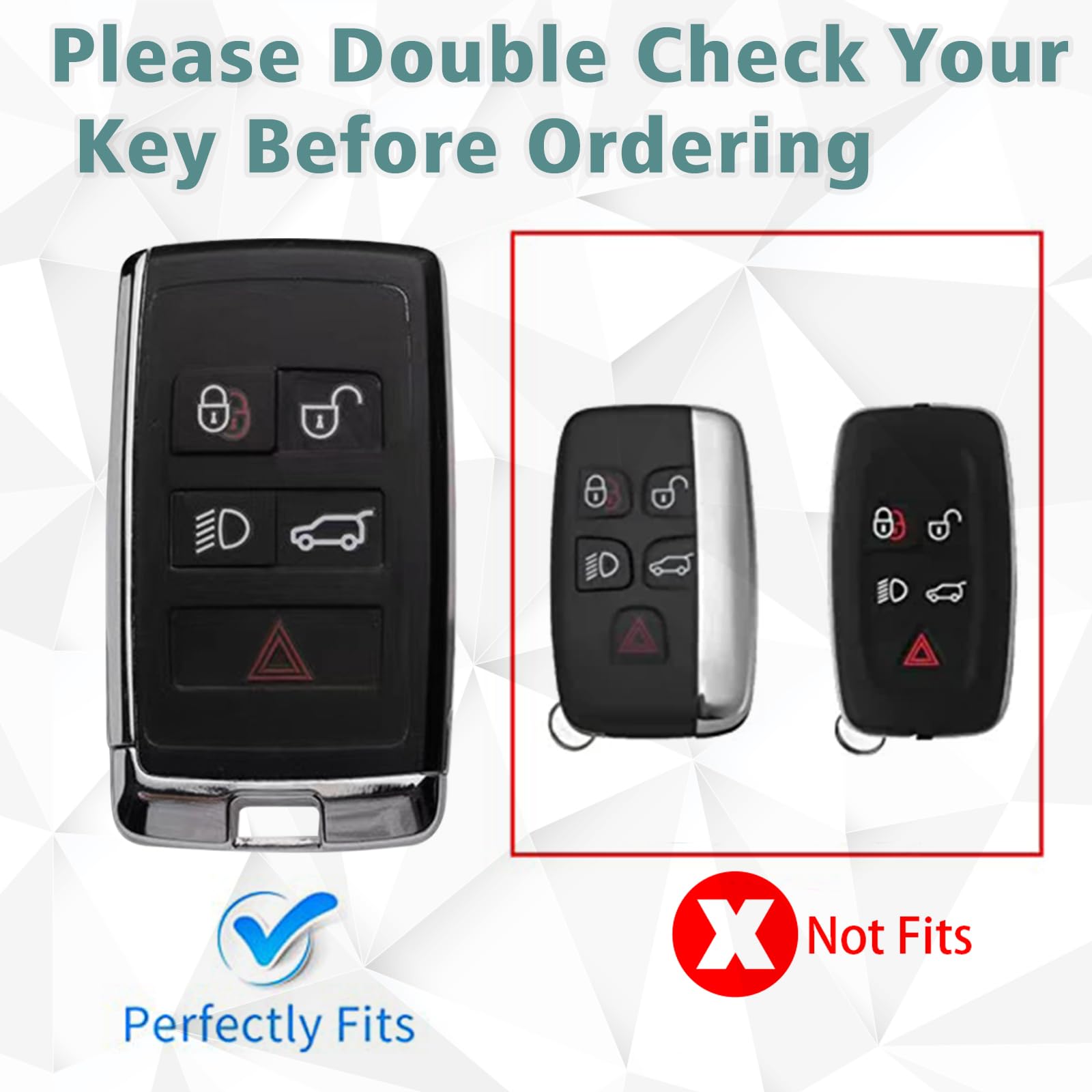 keycov Key fob Cover for Land Rover Accessories Keychain keyshell Ring case Compatible with 2018-2023 Jaguar E I-PACE Vogue Rang