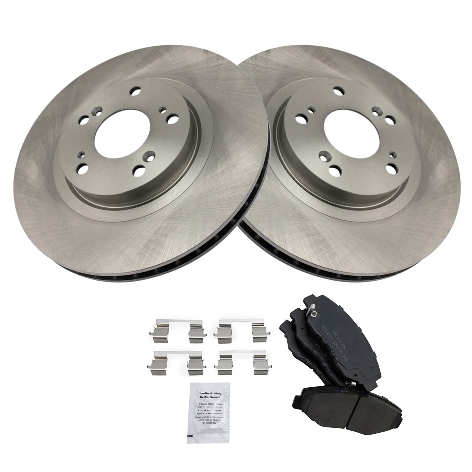 Trq Front Brake Pad & Rotor Kit Brake Pads Brake Rotor Ceramic Compatible With 2005-2006 Honda Cr-V