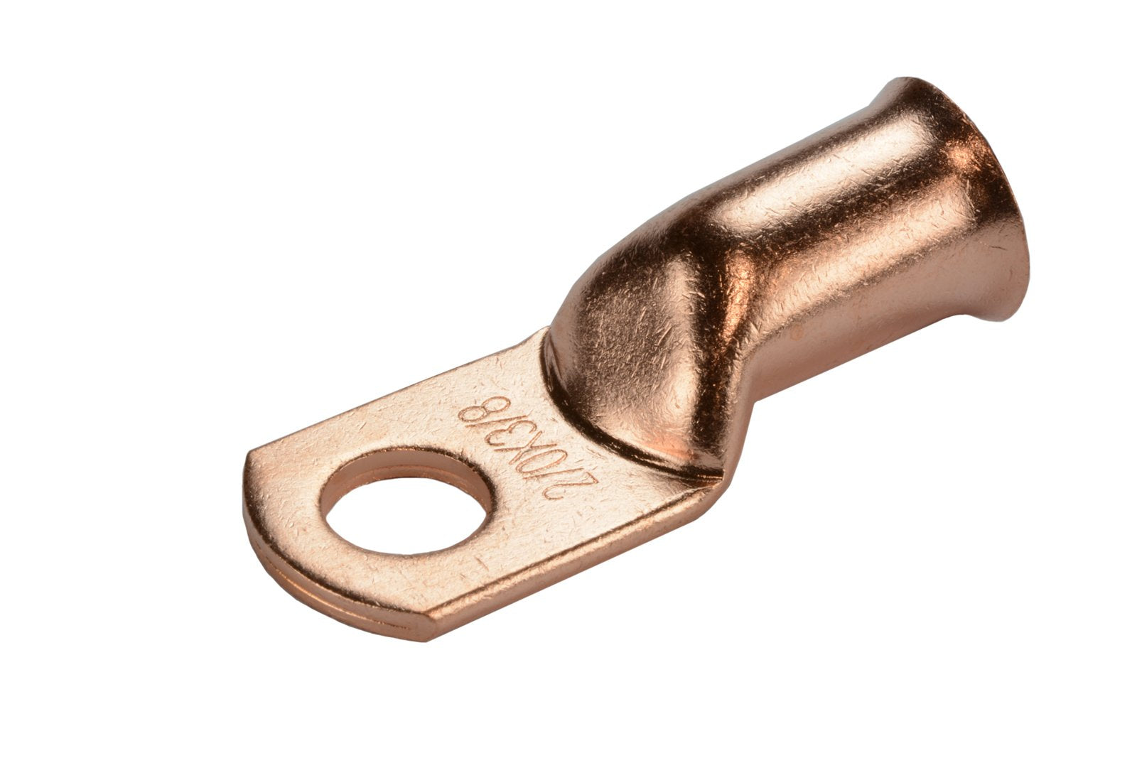 Temco 50 Pack Bare Copper Welding Battery Cable Ends, Lugs Terminal 2/0 Awg 3/8'' Hole (6 Awg To 1/0 Awg Options Available)