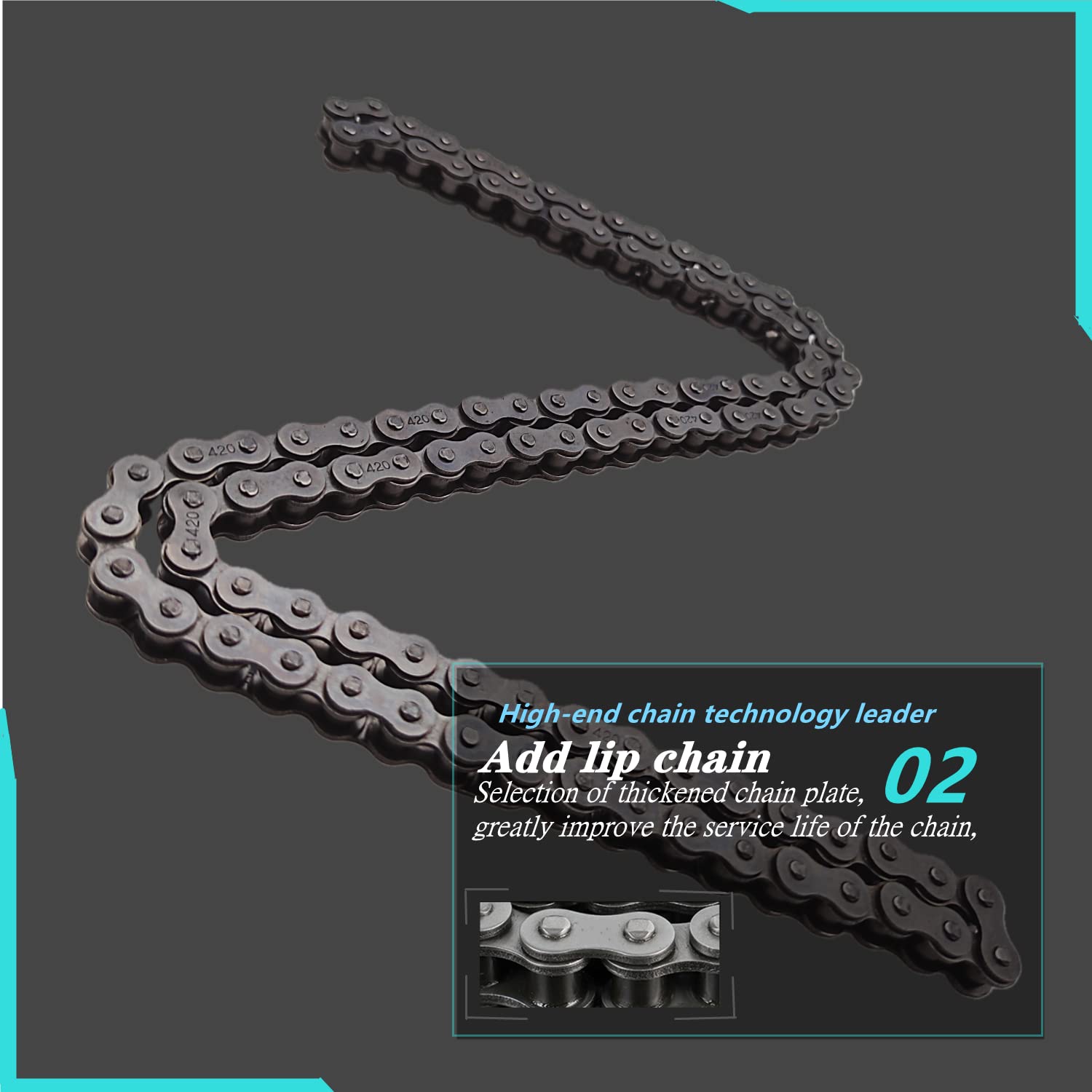 For Coleman Mini Bikes Ct200U Ct200U-Ex Bt200X Front And Rear Drive Chains 420 Chain 42 Links And 90 Links