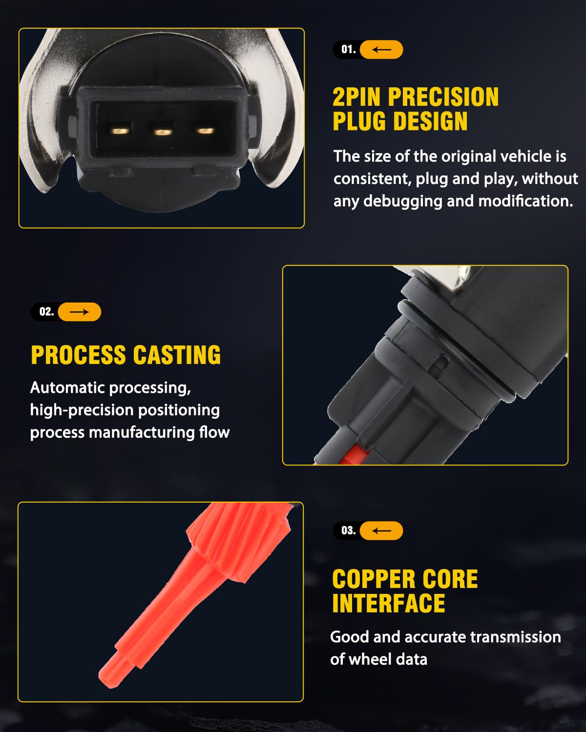 Ocpty Vehicle Speed Sensor Vss Fits For Volkswagen Cabrio, For Volkswagen Golf, For Volkswagen For Jetta,93 94 95 96 97 98 99 00 01 02,1H0919149A Su5457 Gt7610-59 3 Pins