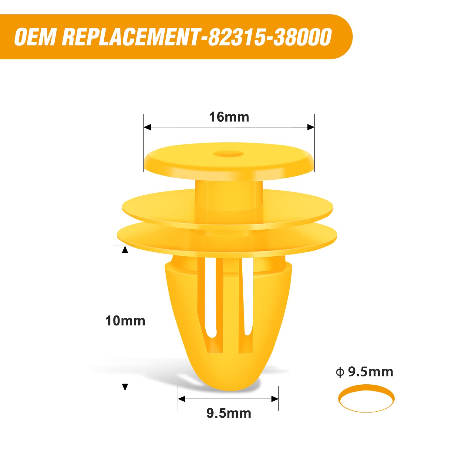 Gooacc 50Pcs 9.5Mm Hole Door Trim Panel Retainer Clips Compatible With Hyundai 82315-38000 Accent Azera Elantra Equus Santa Fe S