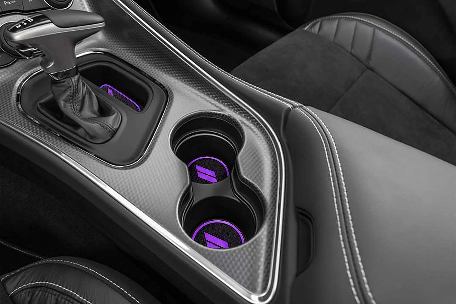 Auprite Non-Slip Anti Dust Mats For Dodge Challenger Accessories 2015 2016 2017 2018 2019 2020 2021 2022, Custom Fits Cup Holder Liners Mats Door Pocket Center Console Liners (Purple/11Pcs)