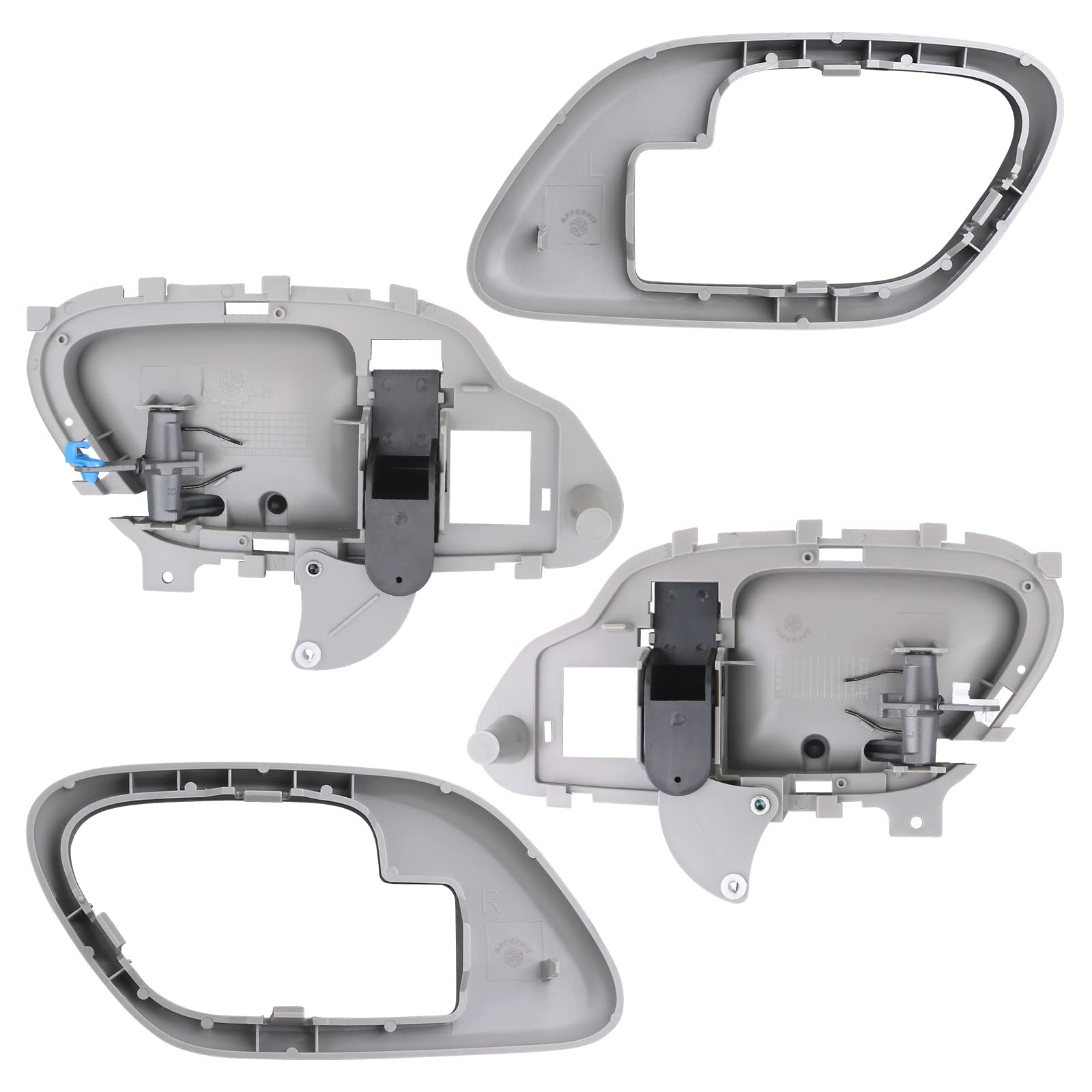 Apperfit Interior Door Handle W/Bezel Kit (Gray) Compatible With 1995-2002 Chevy Chevrolet Gmc Truck C1500 C2500 C3500 K1500 K2500 K3500 Suburban Tahoe Yukon Replaces 15708043 15708044