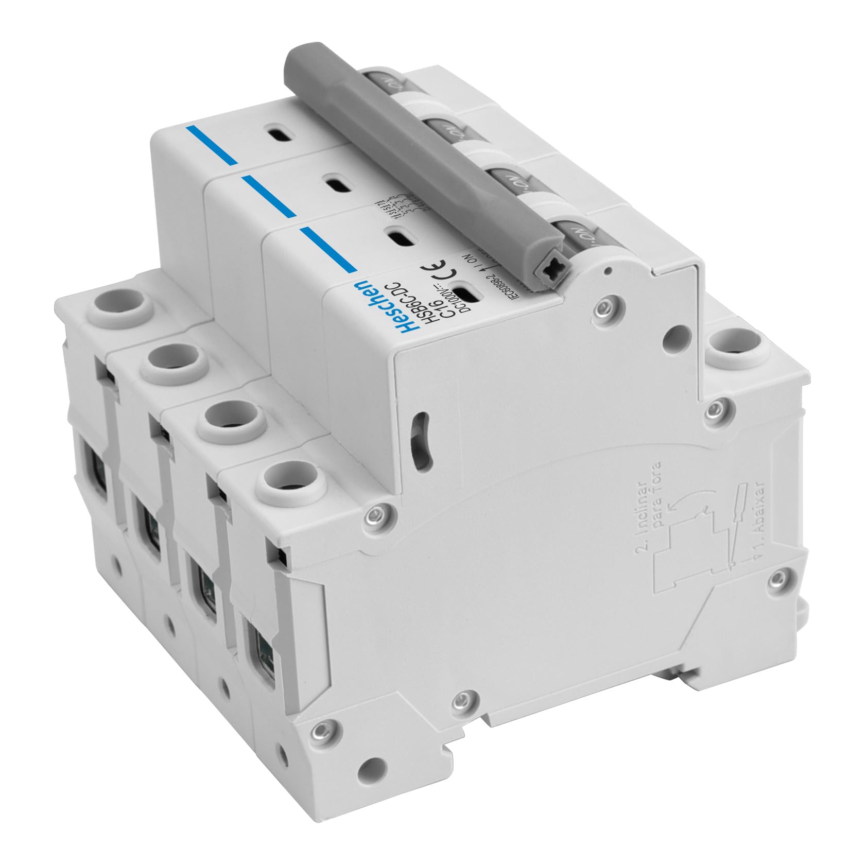 Heschen Dc Miniature Circuit Breaker, Hsb6C-Dc, 4 Poles, Dc1000V 16A, Photovoltaic Circuit Breaker, For Solar Pv System Solar Panels Grid System, 35Mm Din Rail Mounting