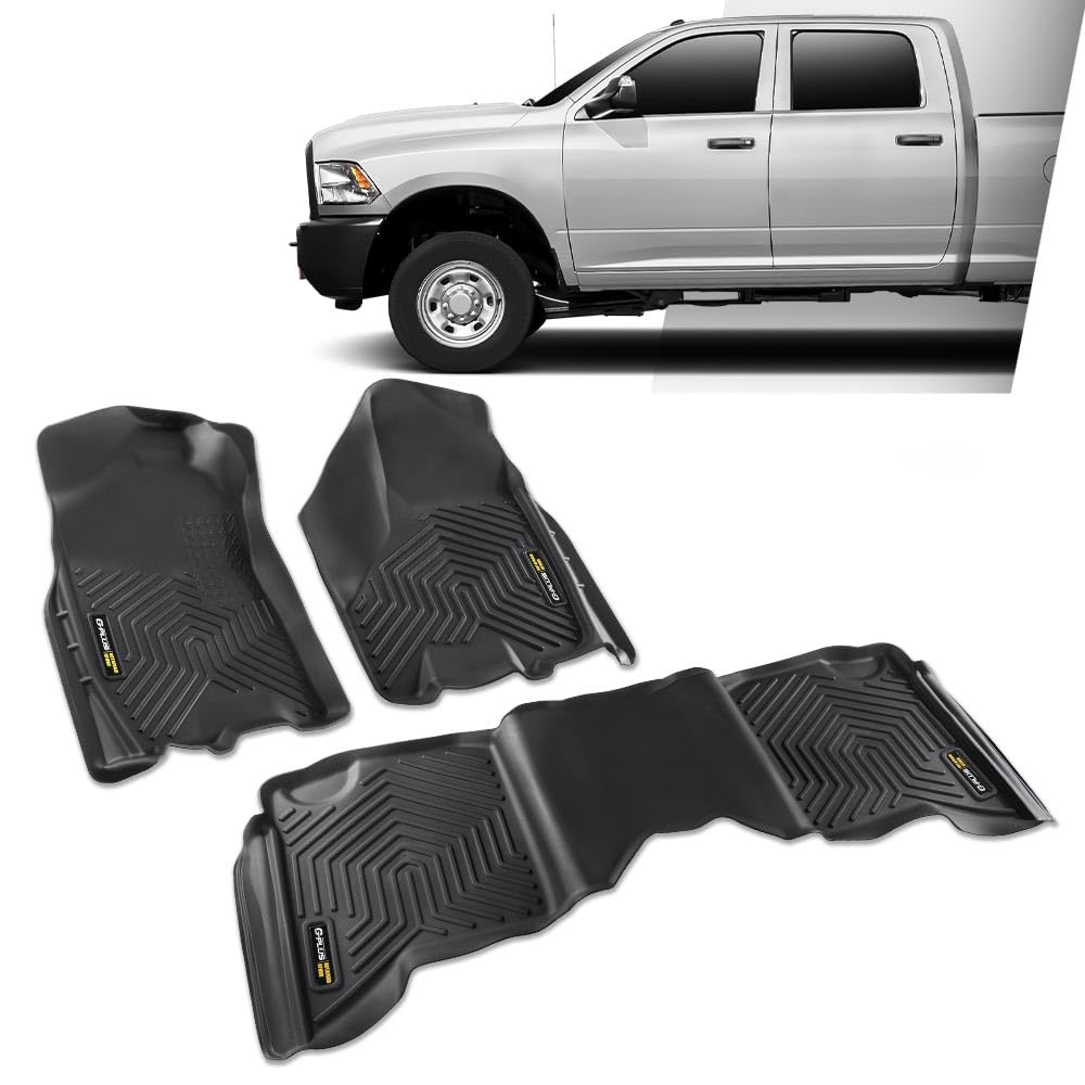 G-PLUS Floor Mats Compatible with Dodge Ram 2009-2018 Truck Crew Cab/Not Fit Quad Cab TPE All Weather Full Cover Protection 3 Pi