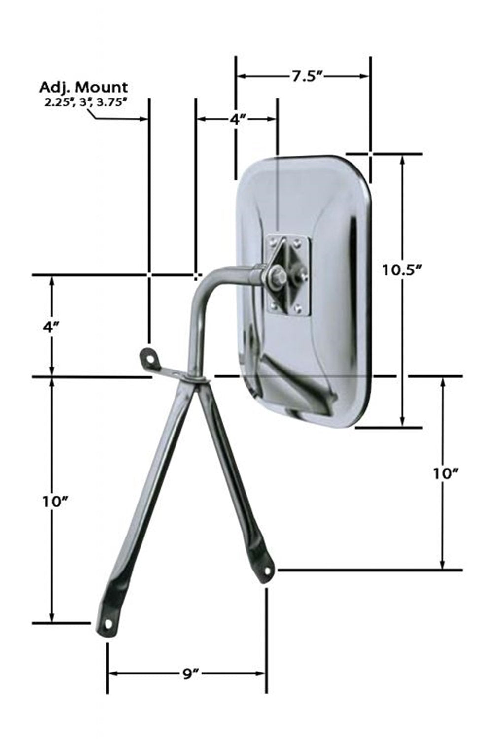 Cipa Oe Style Low Mount Chrome Side View Mirror