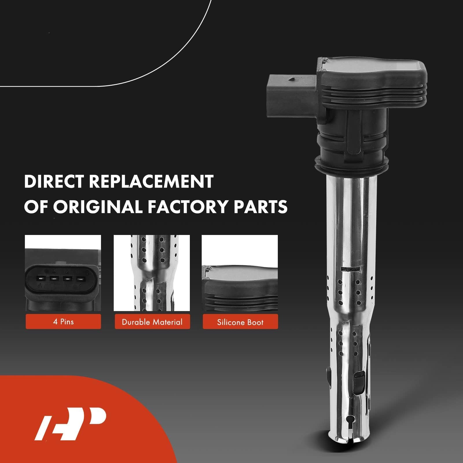 A-Premium Ignition Coil Pack & Iridium Spark Plugs Set for Audi A3/A4 & VW Jetta/Tiguan 2.0L 2.5L (2004-