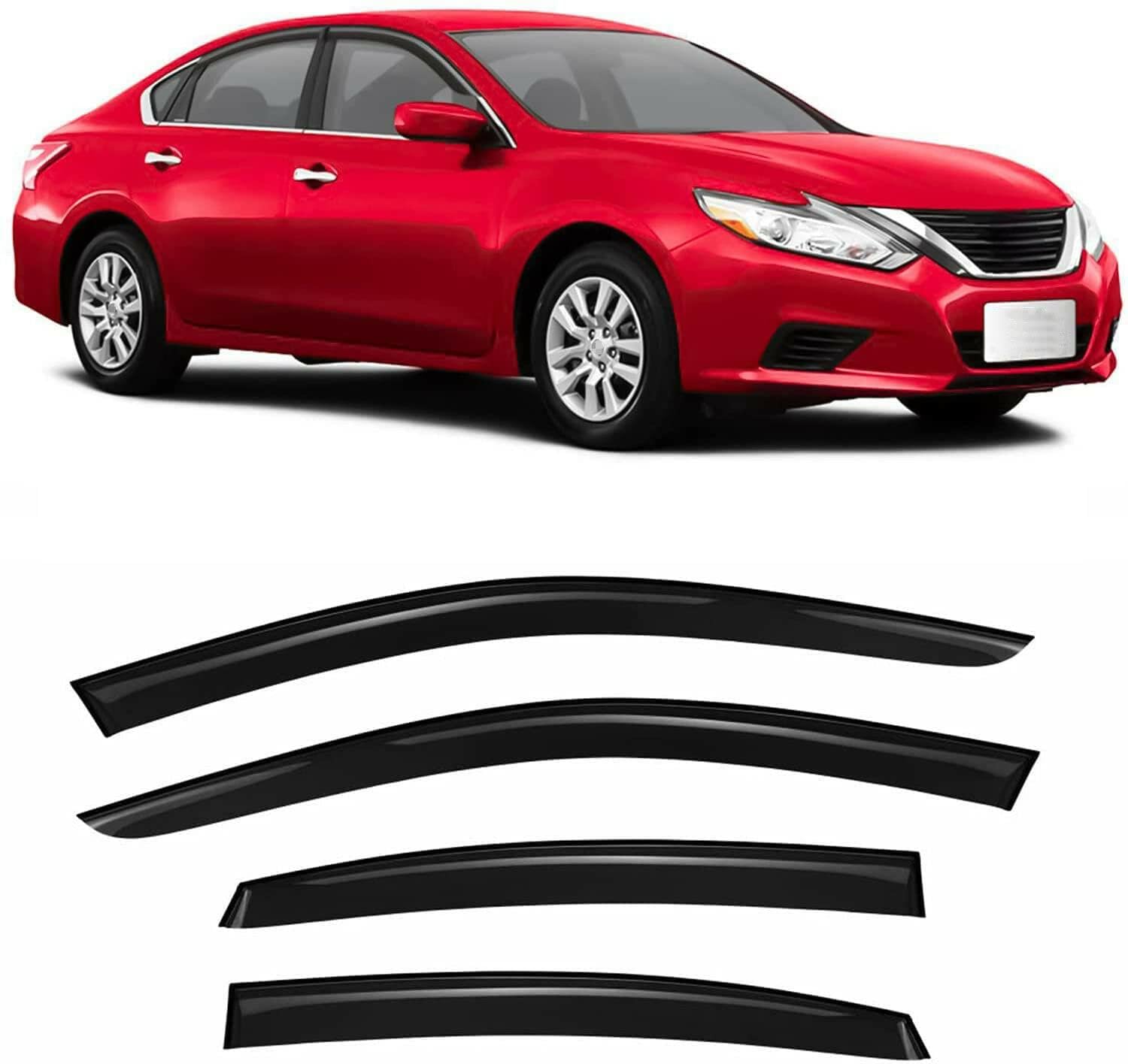 Zzdsnj Tape-On Rain Guard 4-Piece For 2013-2018 Nissan Altima Windows Visor Shield Shade Smoke 94861