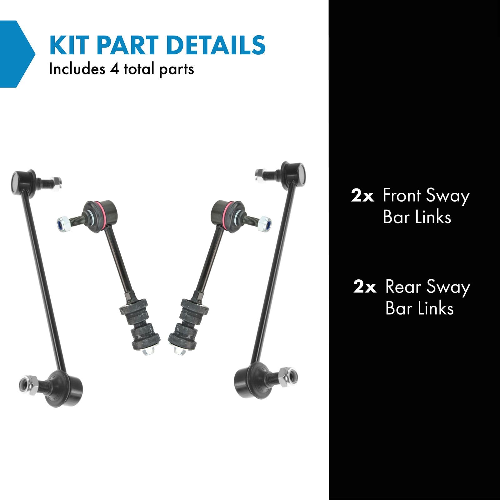 Trq Front & Rear Sway Bar Stabilizer Link Set Compatible With 2012-2015 Chevrolet Captiva Sport 2008-2010 Saturn Vue 2007-2009 S