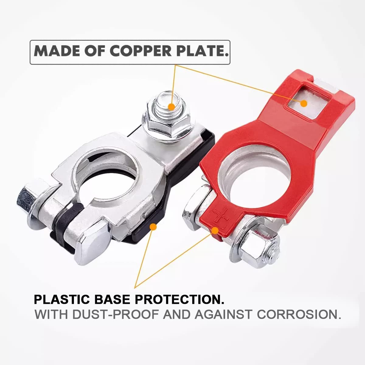 Battery Terminals for Nissan, Positive and Negative 1 pair, Top Post Batteries Connectors with Plastic Bottoms, Automotive Acces