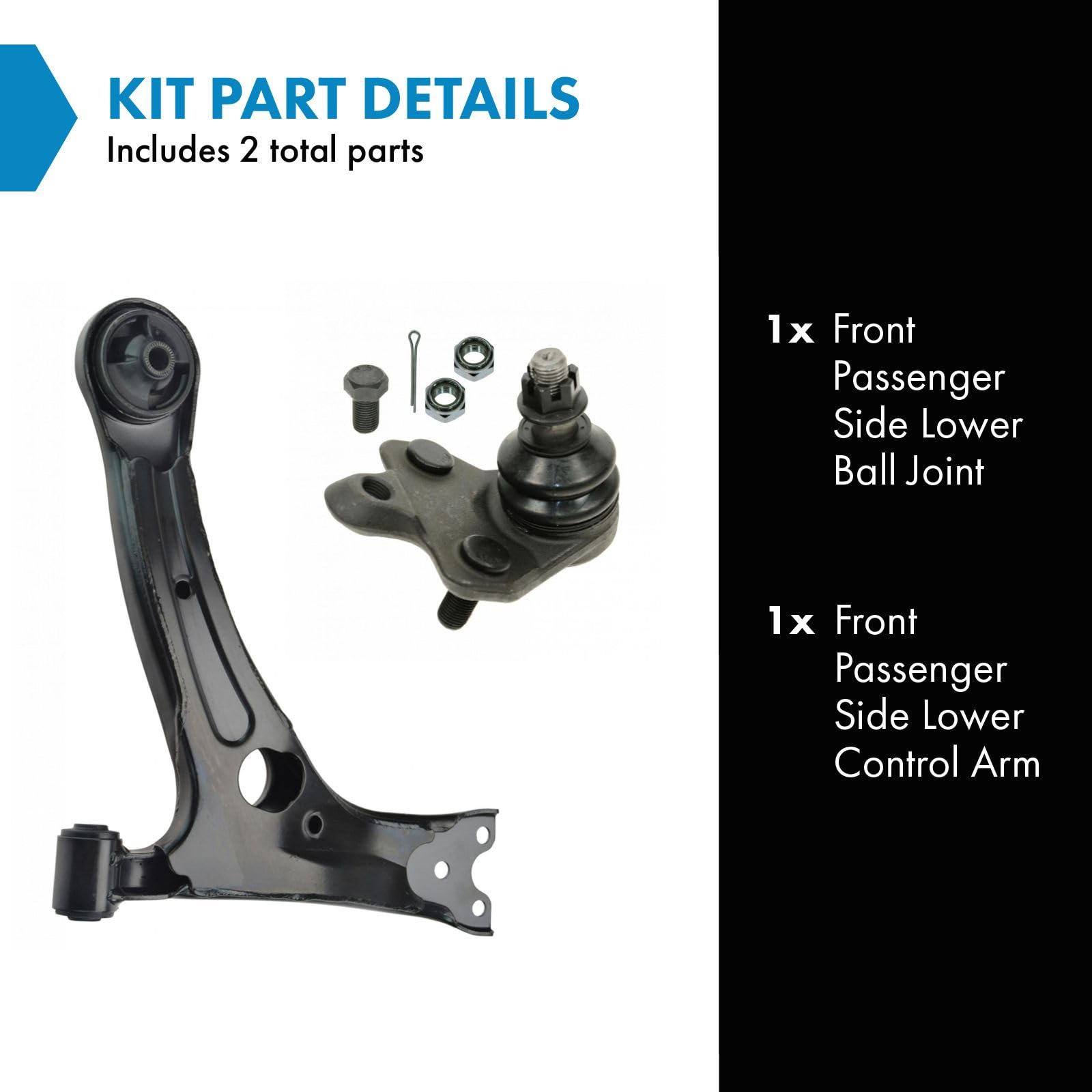 Trq Front Right Lower Control Arm With Ball Joint Passenger Side Compatible With 2003-2008 Pontiac Vibe 2009-2013 Toyota Corolla