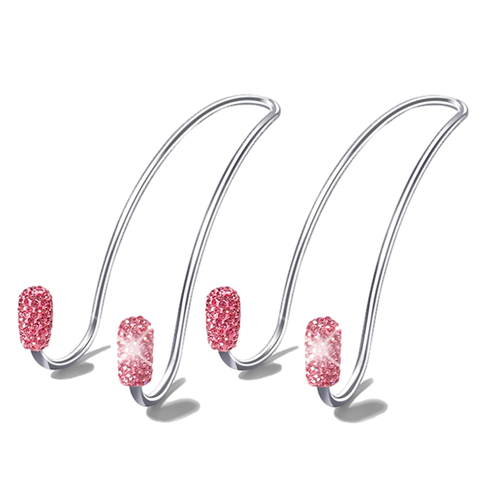 Guoord Pink Car Accessories For Women, 2 Pcs Hot Pink Car Decor Hooks For Purses And Bags, Durable Backseat Holder, Heart-Shaped Purse Hook Hangers, Storage Universal For Suv Truck & Van