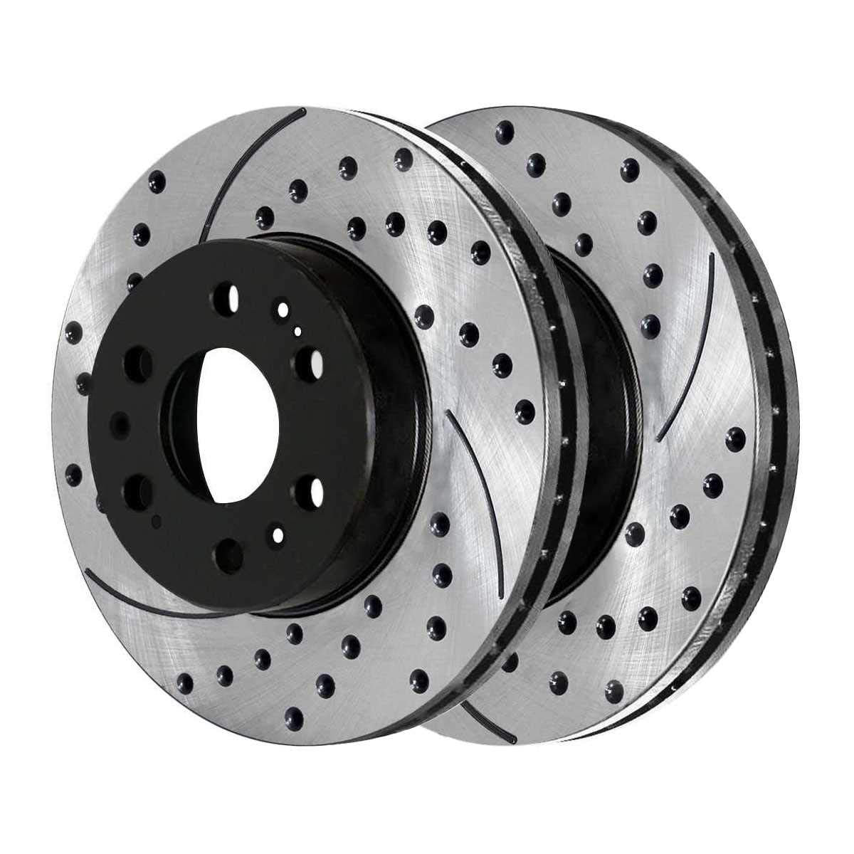 Autoshack Front And Rear Drilled Slotted Brake Rotors Black Set Of 4 Replacement For Chevrolet Silverado 1500 Tahoe Avalanche Suburban 1500 Gmc Sierra 1500 Yukon Xl Cadillac Escalade V8 Pr65099Pr65135