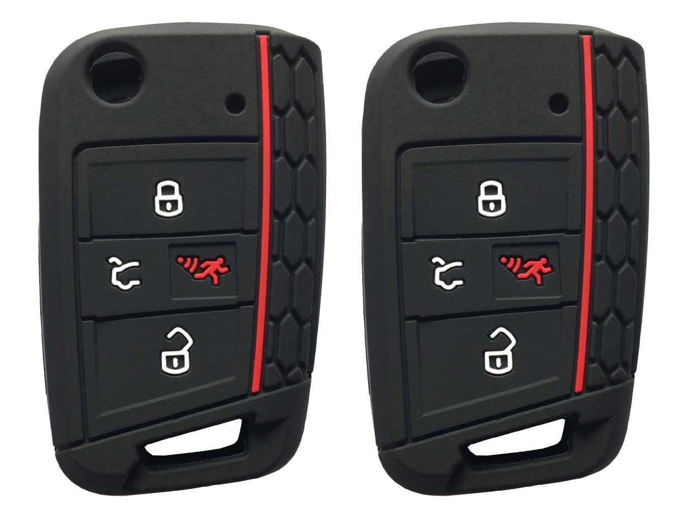 Horande 4 Button Silicone Protector Key Fob Cover Case Fit For Vw 2016-2017 Golf Polo Gti 2018 2019 Tiguan Keyless Entry Key Fob