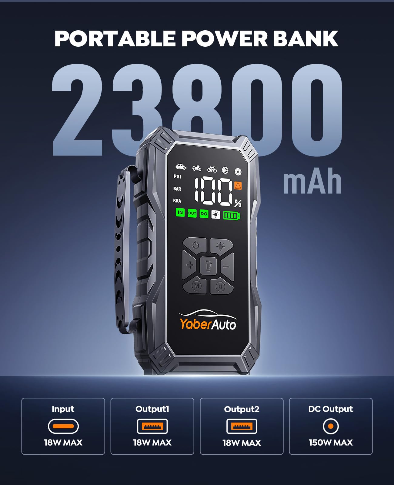 Yaberauto Jump Starter 5500A Portable Car Battery Jump Starter (All Gas/10L Diesel), Jump Box Car Battery Jumper Starter Portabl