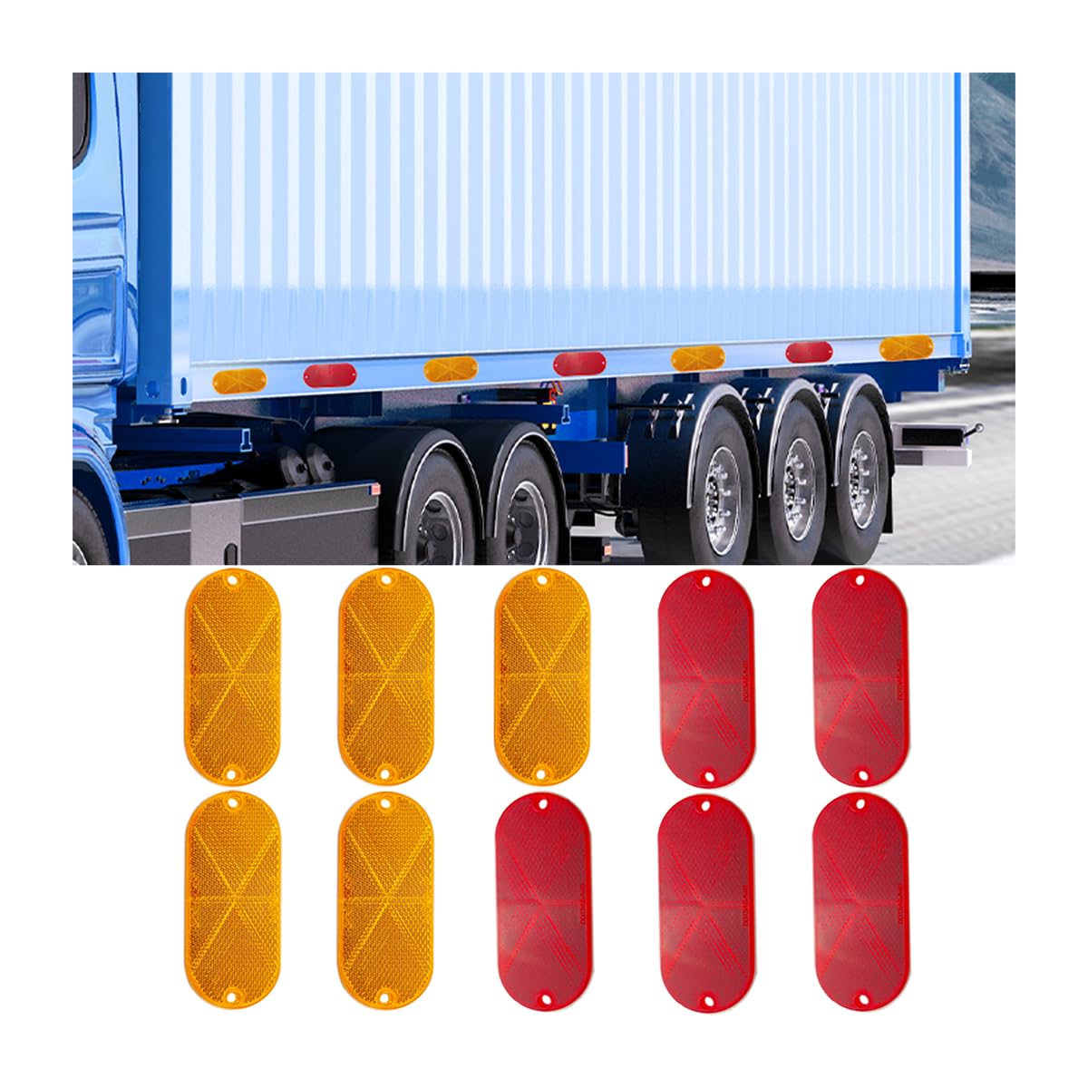 BESULEN Car Oval Reflectors, 10pcs Automotive Wheels Motorcycle Reflective Stickers, Self Adhesive Safety Reflectors for Roads, 