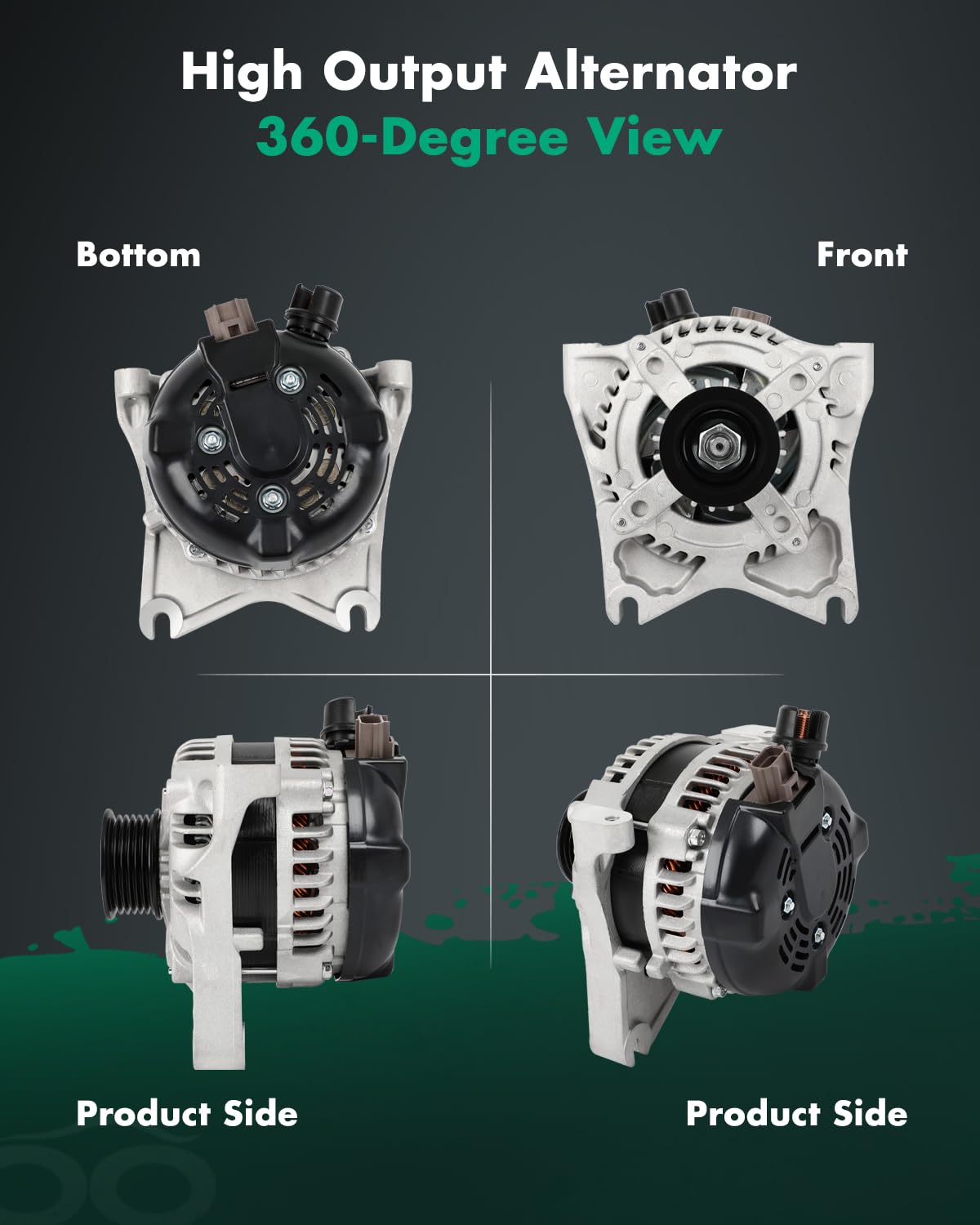 SCITOO Alternator Fits for Ford for F-150 for F150 2009-2010 V8 4.6L (Engine VIN W), 12V 135A Clockwise 6-Groove Pulley- 12V 135