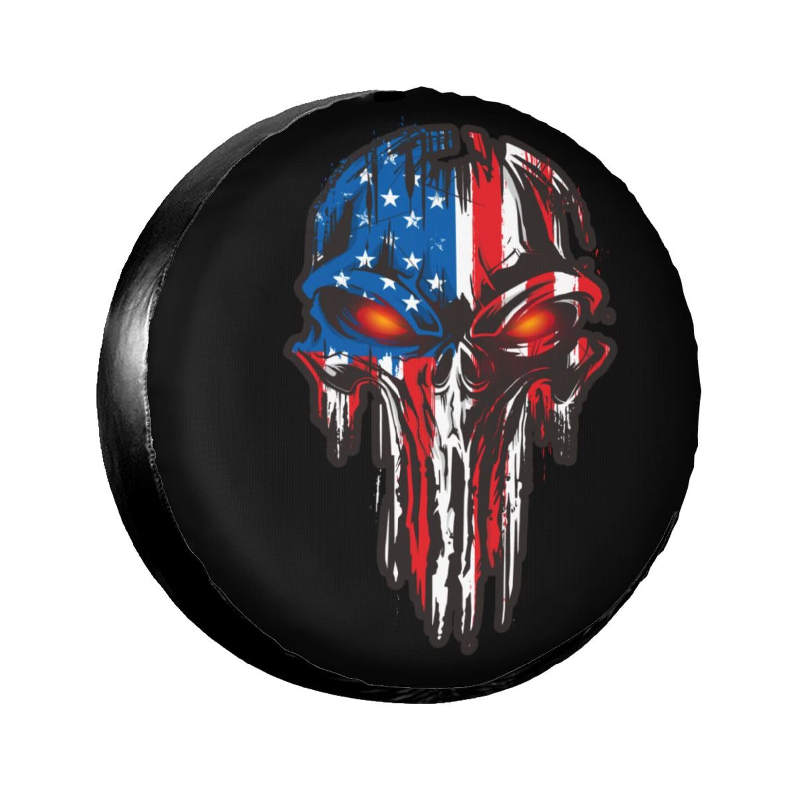 American Flag Skull Patriotic Spare Tire Cover,Universal Wheel Tire Cover For Trailer, Rv, Suv, Truck,Camper And Many Vehicle,We