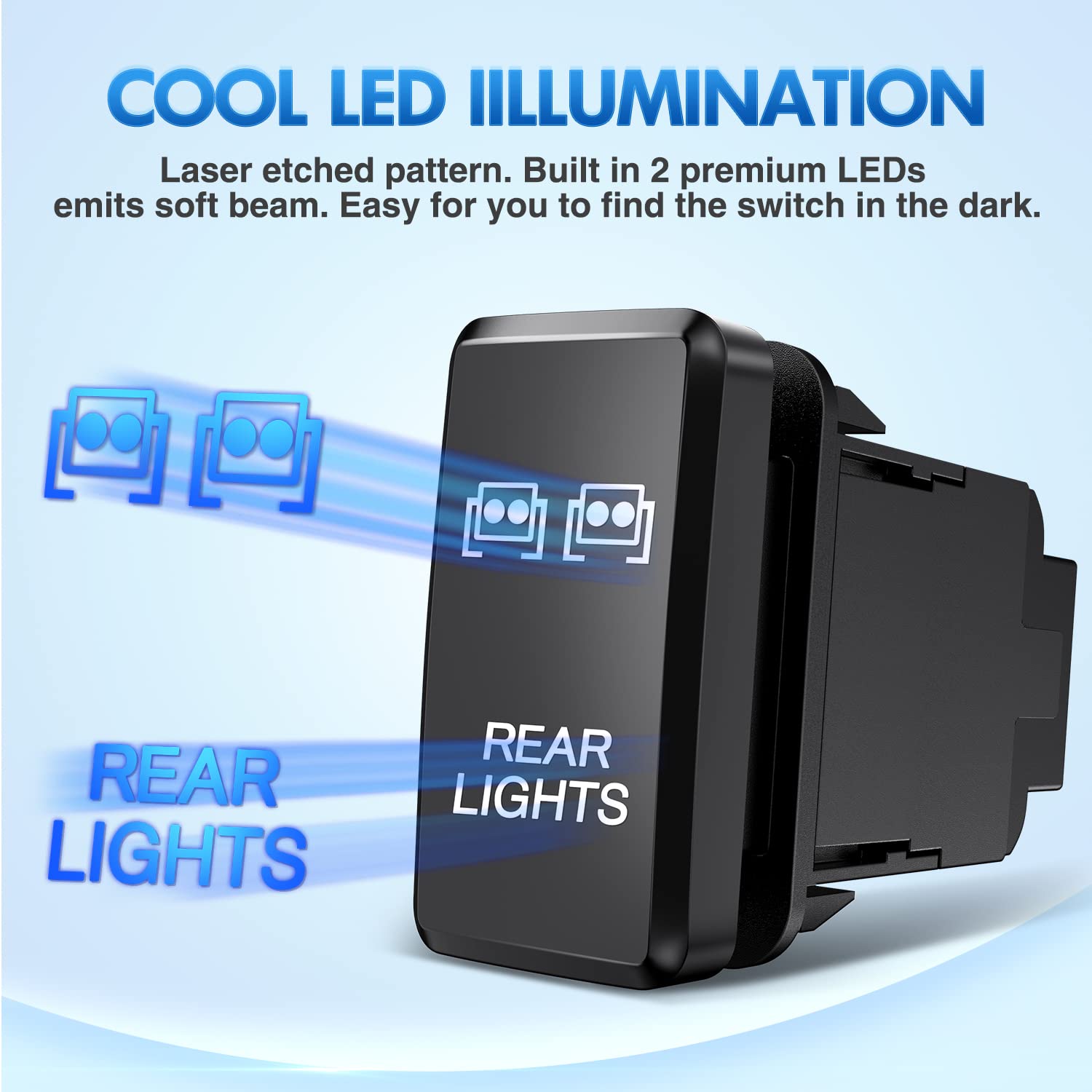 Nilight Rear Lights Push Button Switch 12V On Off With Connector Wire Kit 1.54'' X 0.83'' Replacement For Toyota Tacoma Tundra 4