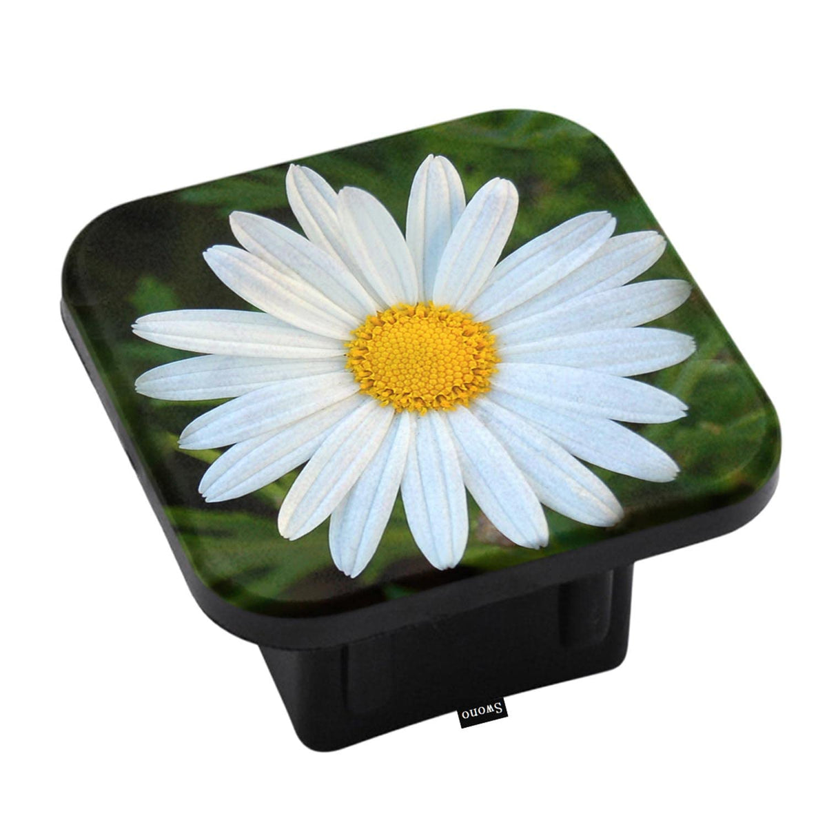 Swono White Daisy Trailer Hitch Covers, Bloom White Daisy Flower In Grass Cute Hitch Covers Fits 2 Inch Receiver, Rubber Receive