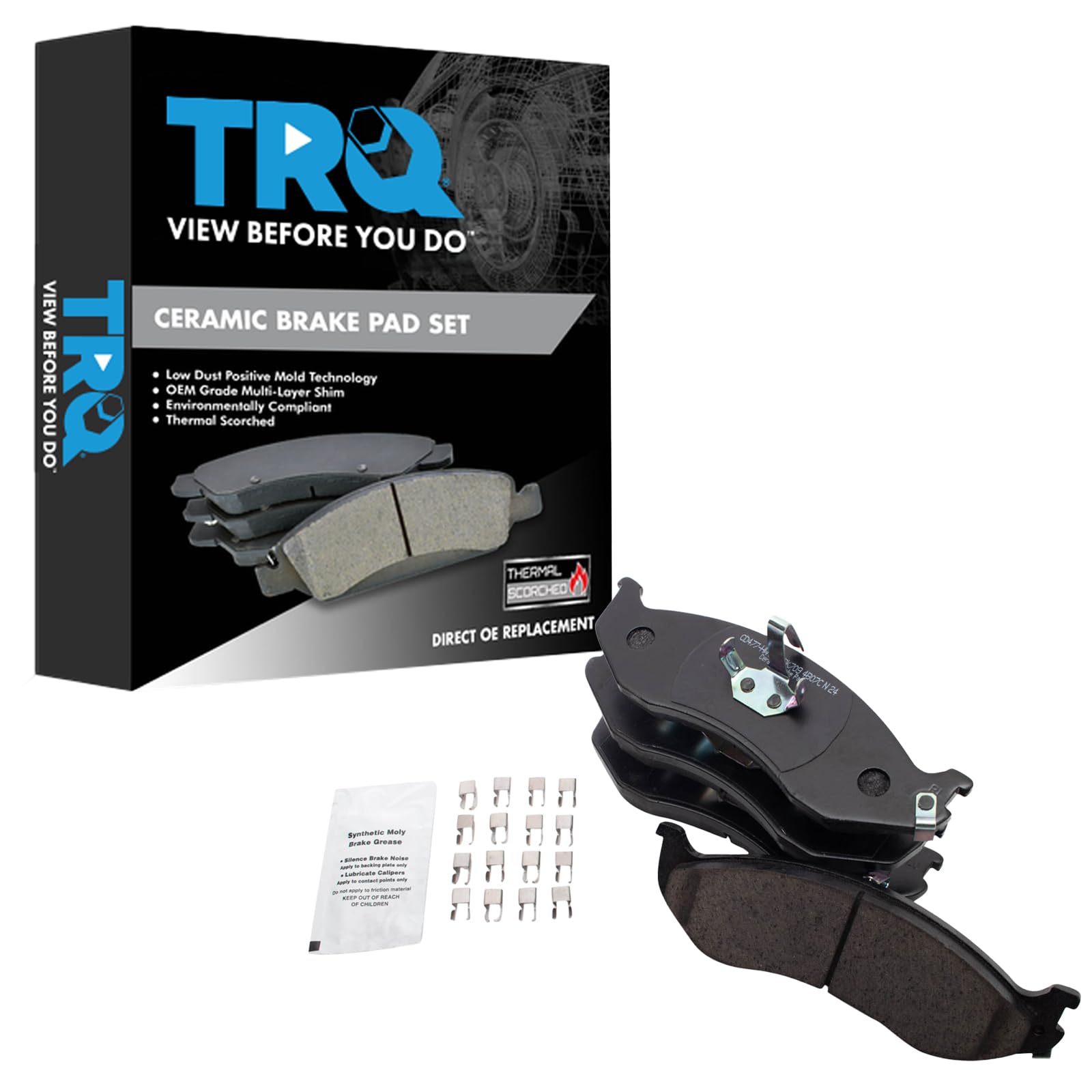 TRQ Front Brake Pads Ceramic Compatible with 1990-2001 Jeep Cherokee 1990-1992 Comanche 1993-1998 Grand Cherokee 1990 Wagoneer 1
