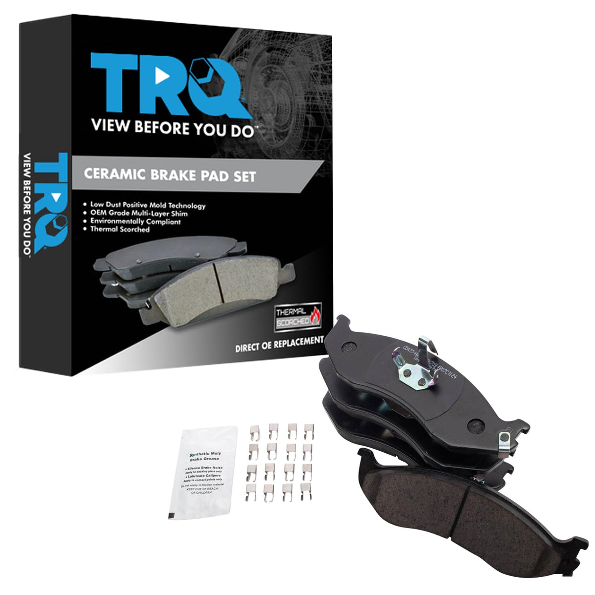 TRQ Front Brake Pads Ceramic Compatible with 1990-2001 Jeep Cherokee 1990-1992 Comanche 1993-1998 Grand Cherokee 1990 Wagoneer 1
