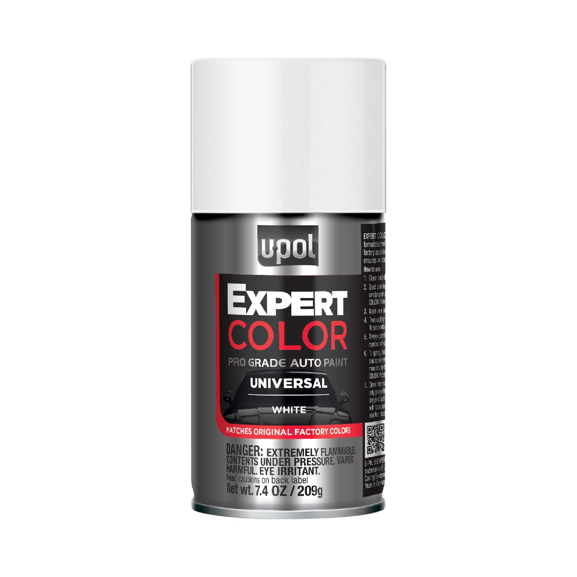 U-POL Expert Color Universal, Automotive Spray Paint, Professional Grade, Long-Lasting, Easy-To-Use, White