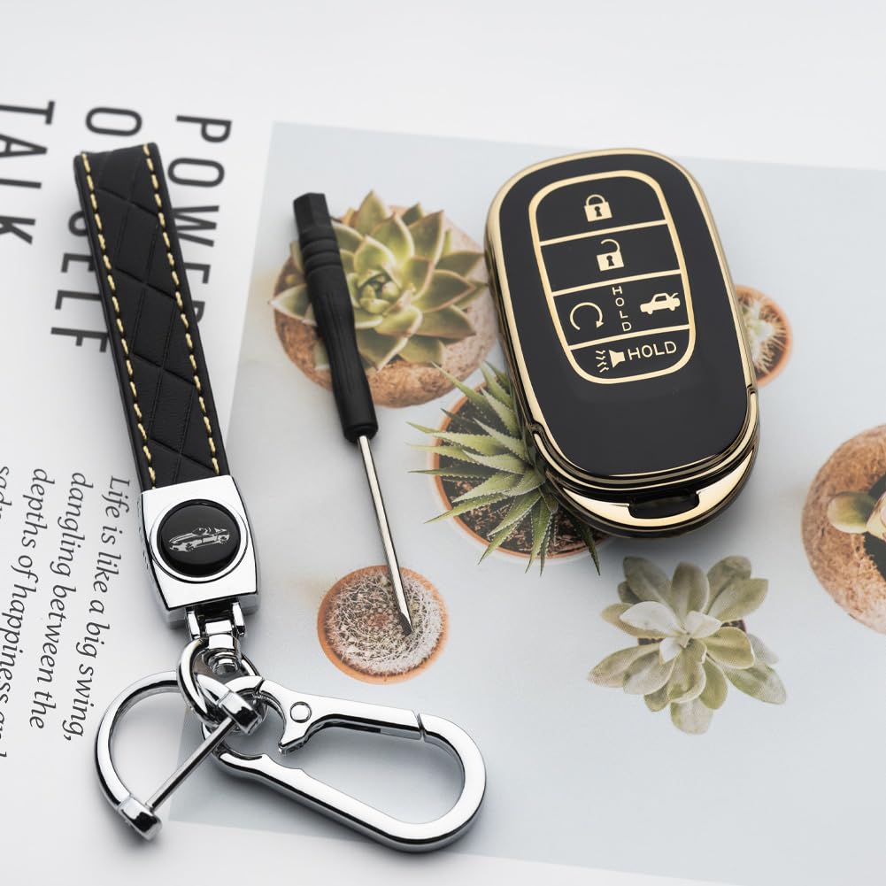 Tautrophen Key Fob Cover With Keychain Fit For Honda 2023 2024 Civic Accord Pilot Hrv Crv Odyssey Smart Key