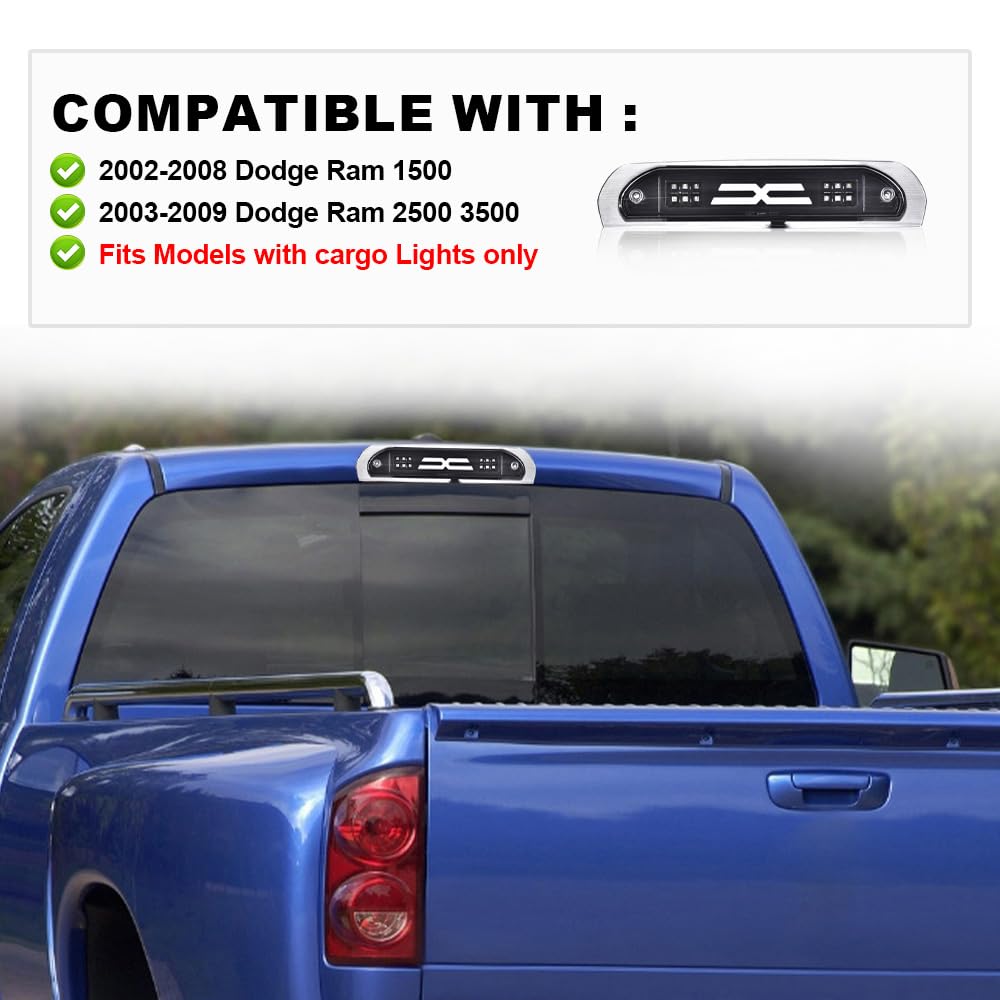 Pit66 Led 3Rd Brake Light Compatible With Dodge Ram 1500 2002-2008/Compatible With Dodge Ram 2500 3500 2003-2009 Third Brake Lig