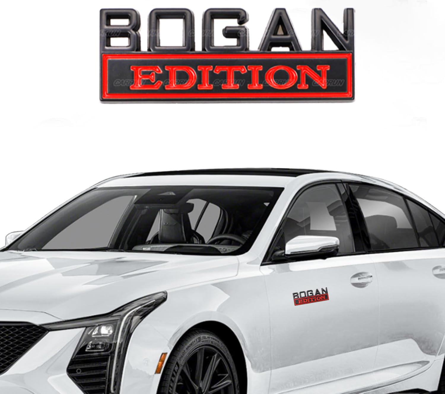 2 Pcs Bogan Edition Emblem Car Side Rear Front Hood Trunk Door Badge 3D Decal Sticker Fit For Car Truck Suv (Bogan, Black Red)