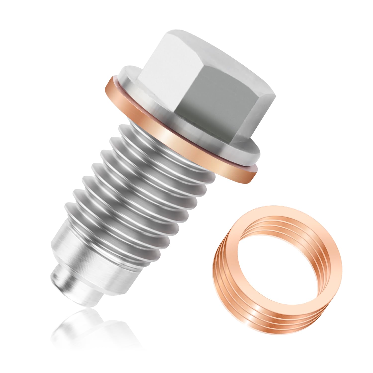 M12x1.75 Magnetic Oil Drain Plug & 5PCS Oil Drain Plug Gasket,Stainless Steel Engine Oil Drain Plug Replacement OEM#EJ7Z-6730-A,
