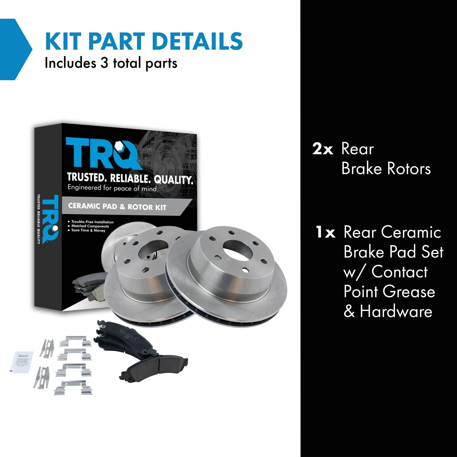 TRQ Rear Brake Rotor & Premium Posi Ceramic Pad Set Kit Compatible with Chevy GMC Truck