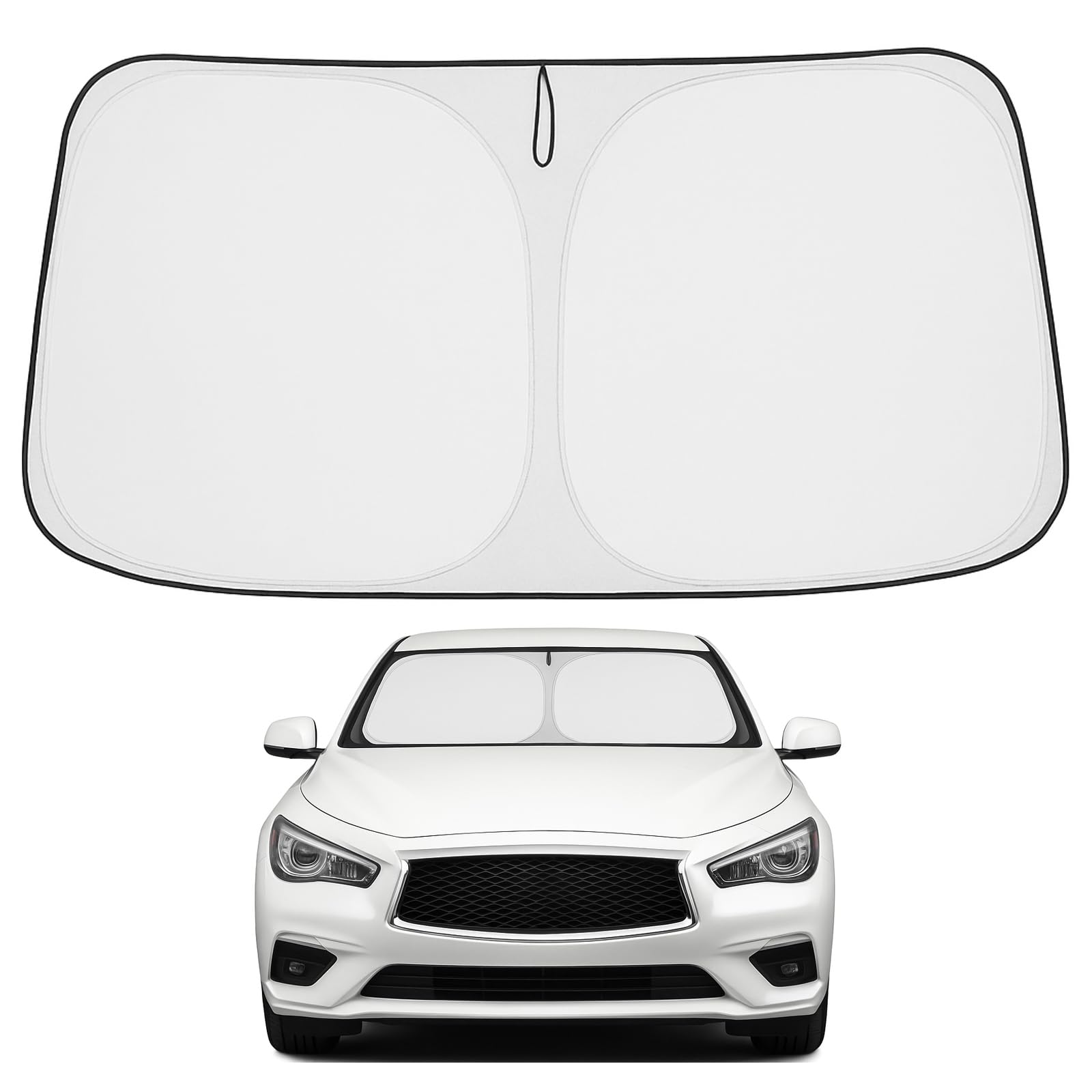 Proadsy 2025 Upgrade Windshield Sun Shade Custom Fit Infiniti Q50 2014-2025 4-Layer Foldable Front Sunshade Protector Sun Visor