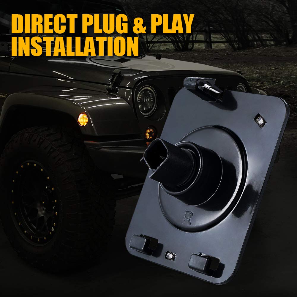 Xprite Led Amber Front Fender Side Marker Light Assembly With Clear Lens Compatible With Jeep Wrangler Jk Unlimited 2007 2008 20